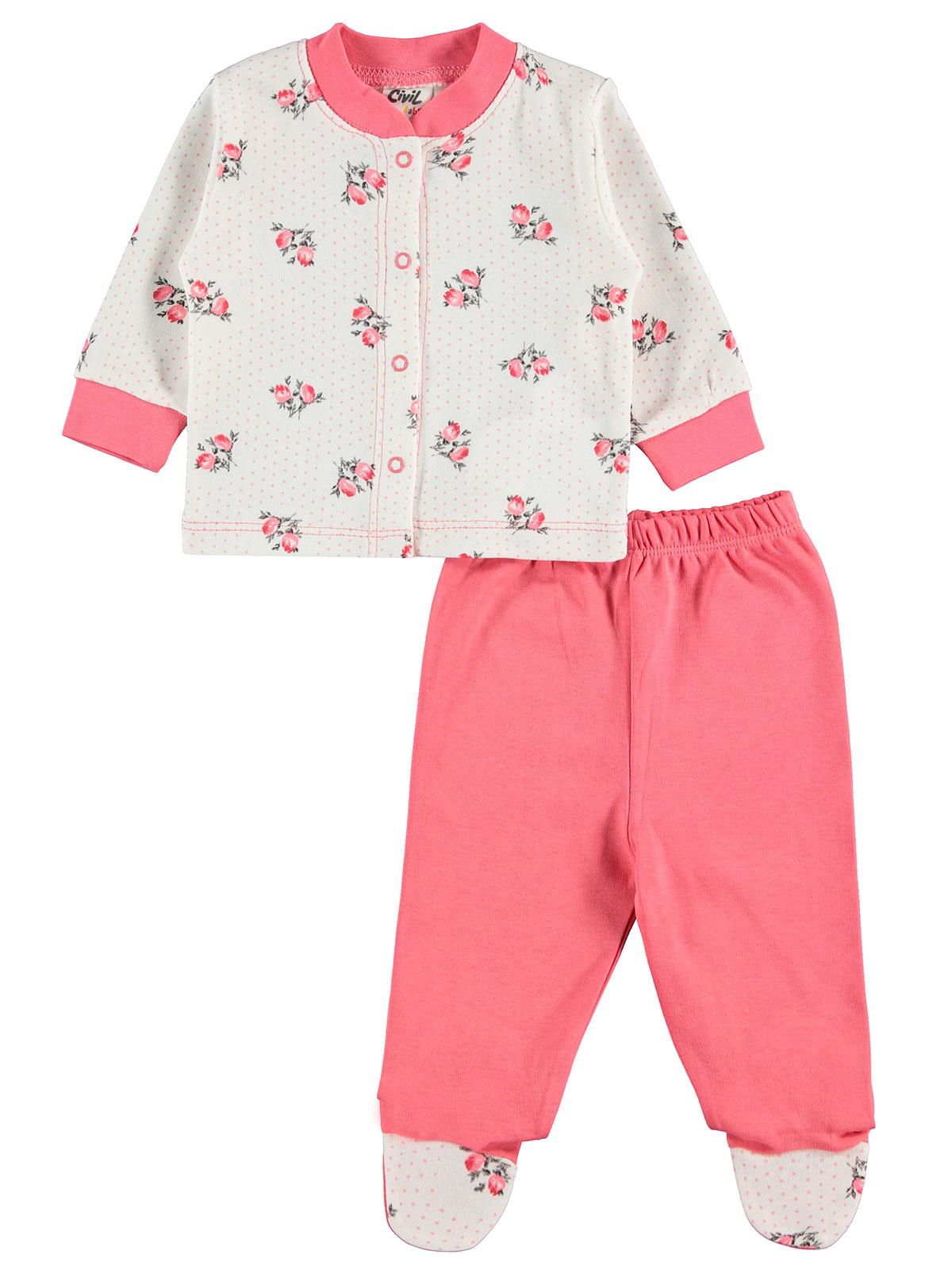 Civil Baby Kız Bebek Pijama Takımı 0-6 Ay Narçiçeği