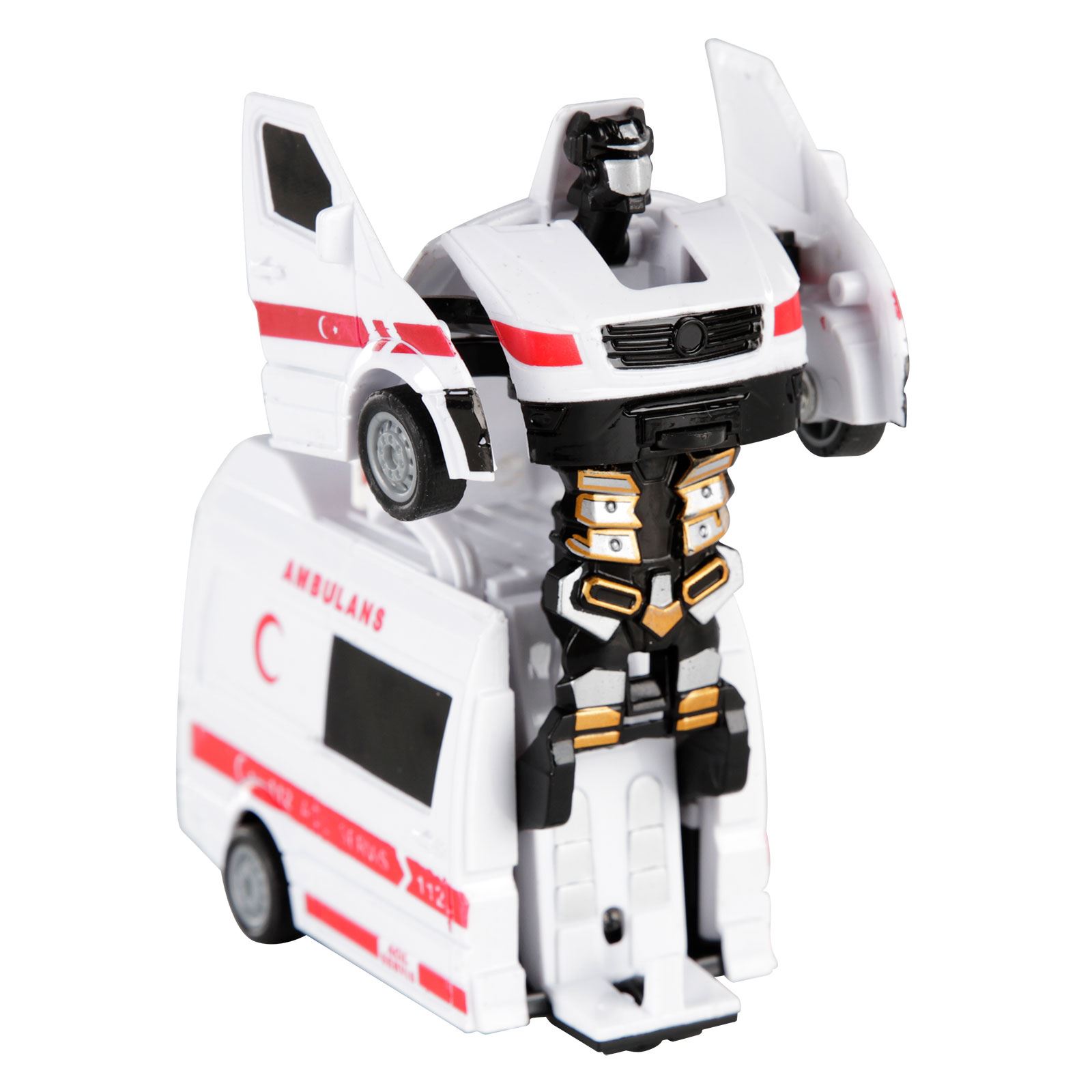 Can Oyuncak Dönüşebilen Robot Ambulans 3+ Yaş Beyaz