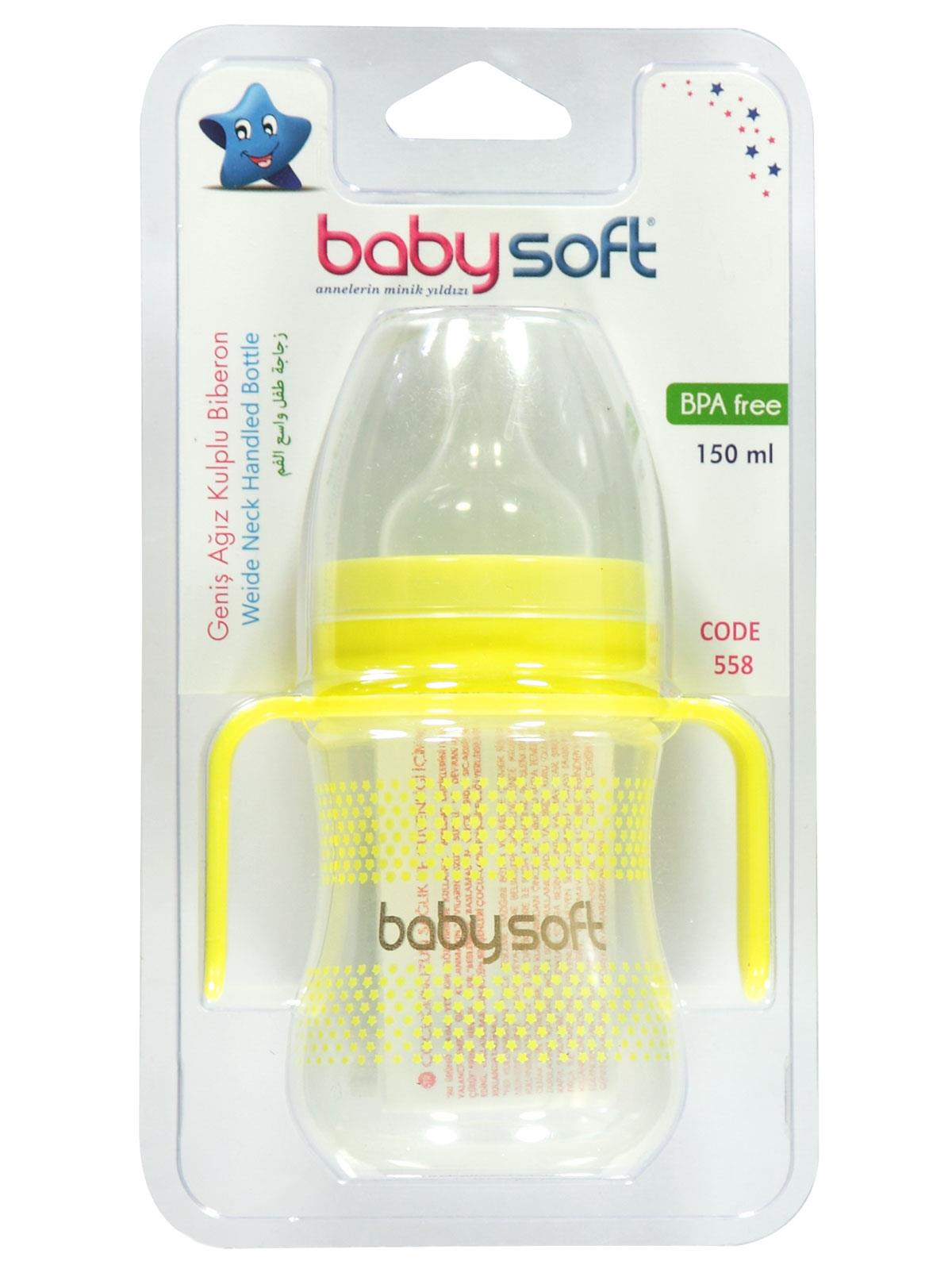 Baby Soft Geniş Ağız Kulplu PP Biberon 150 ml Sarı