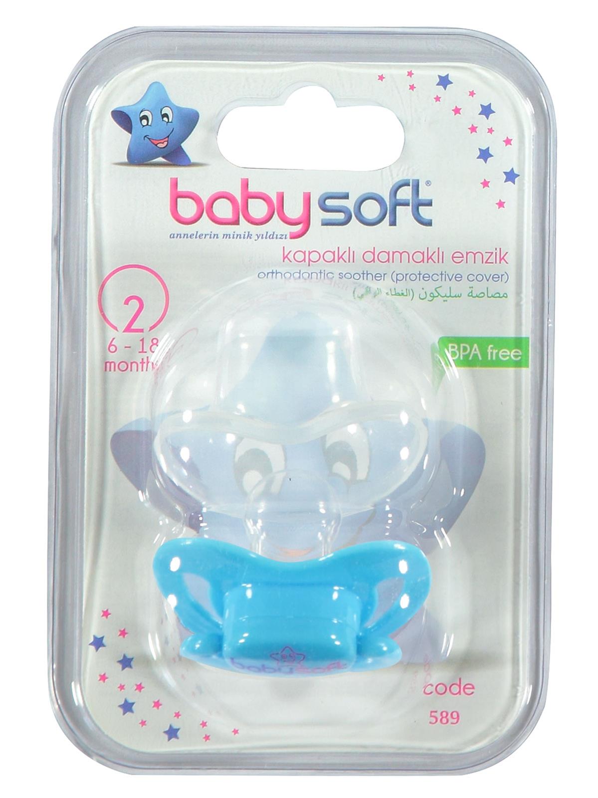 Baby Soft Kapaklı Damaklı Emzik 6-18 Ay Mavi