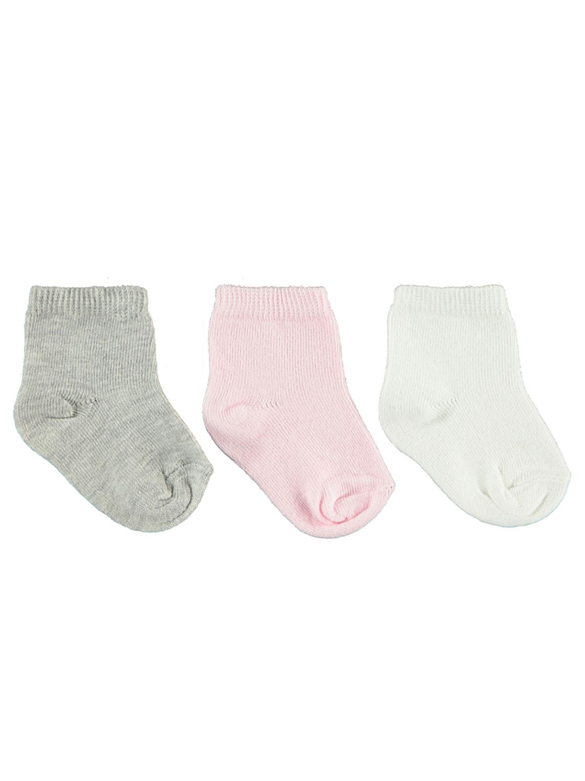 Civil Baby Kız Bebek 3'lü Çorap 0-3 Ay Gri