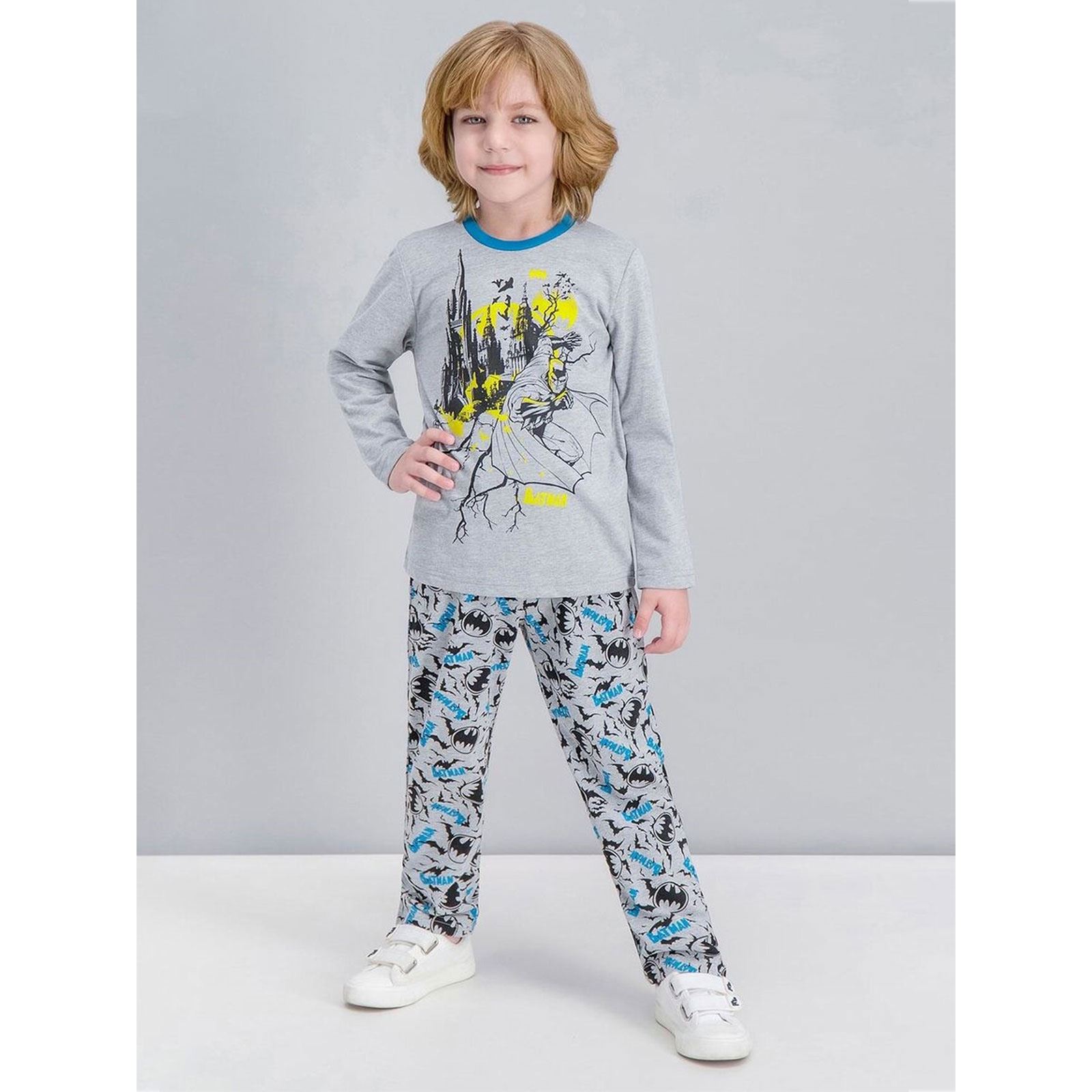 Batman Erkek Çocuk Pijama Takımı 2-5 Yaş Gri
