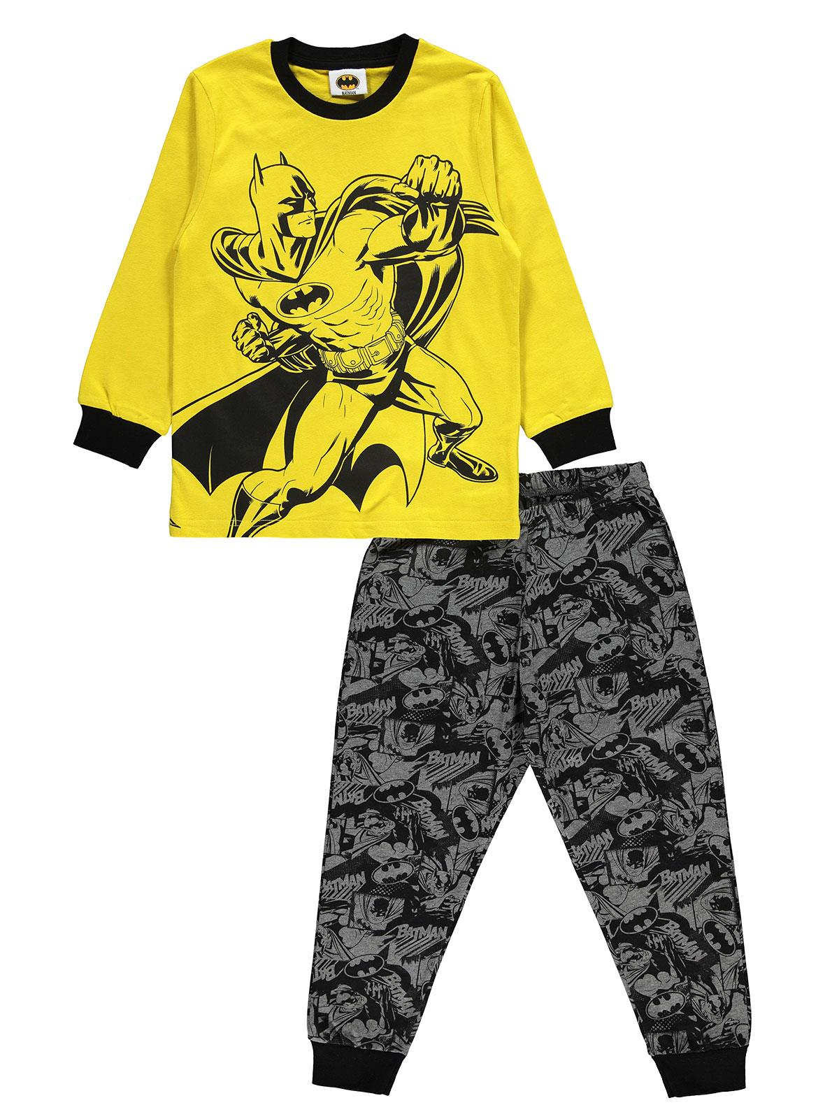 Batman Erkek Çocuk Pijama Takımı 6-12 Yaş Sarı