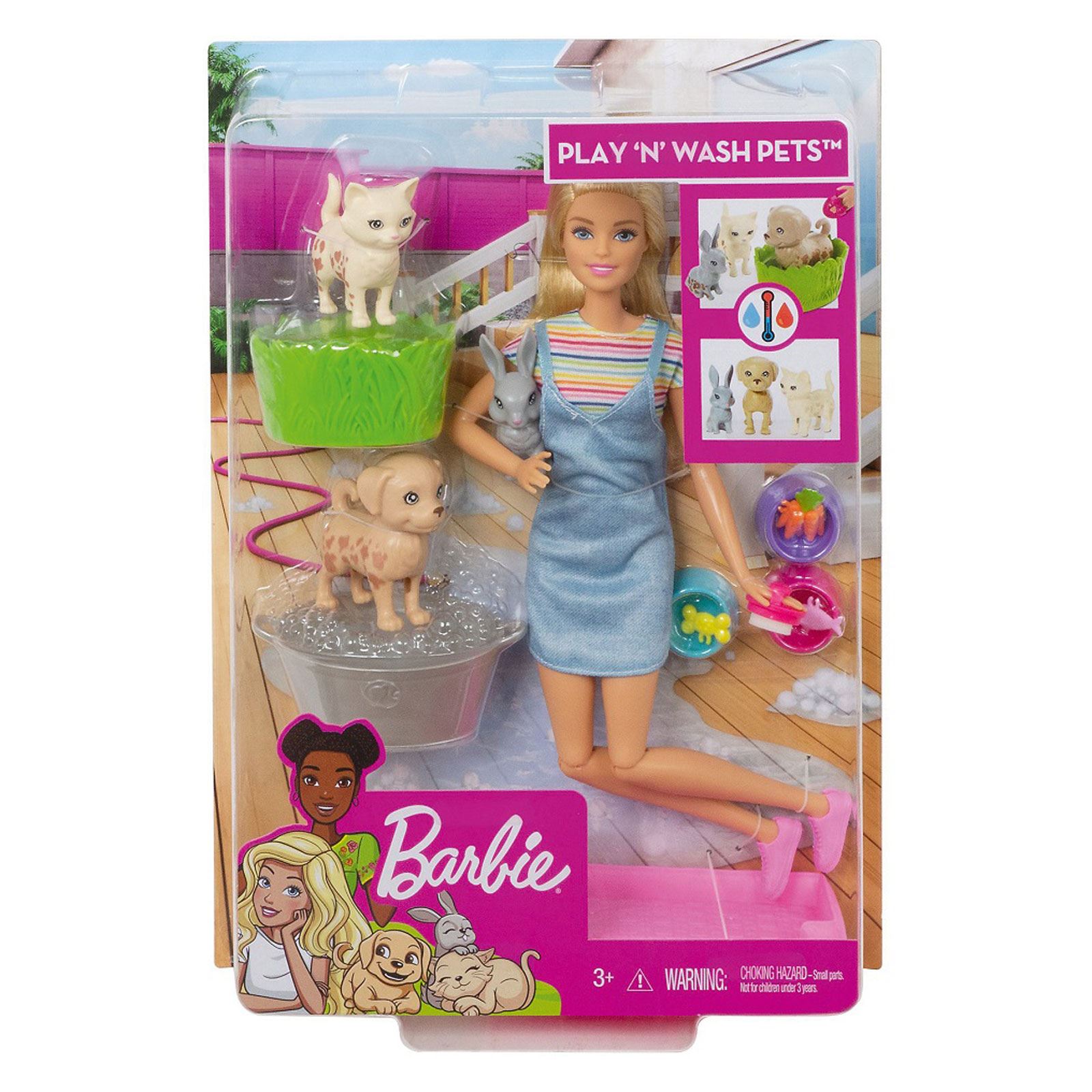 Barbie ve Hayvanları Banyo Eğlencesinde Oyun Seti Mavi