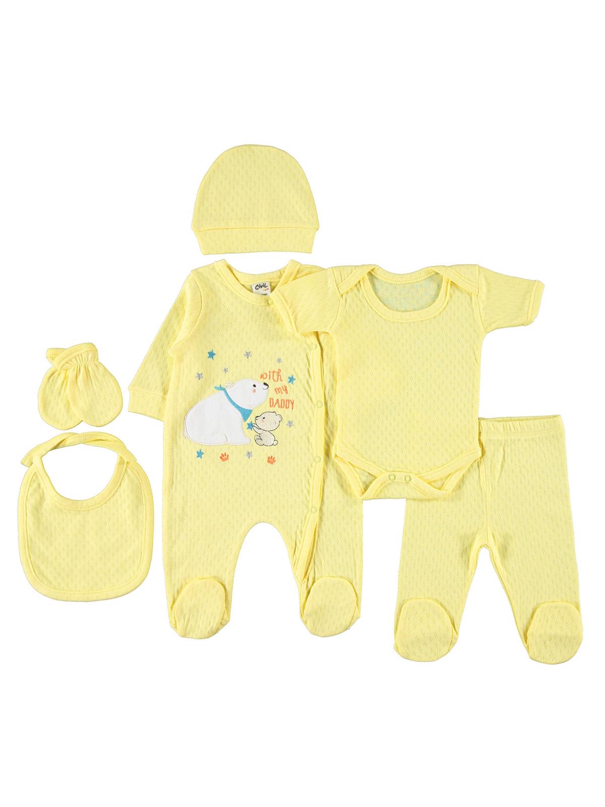 Civil Baby Erkek Bebek 6'lı Tulum Set 0-3 Ay Sarı