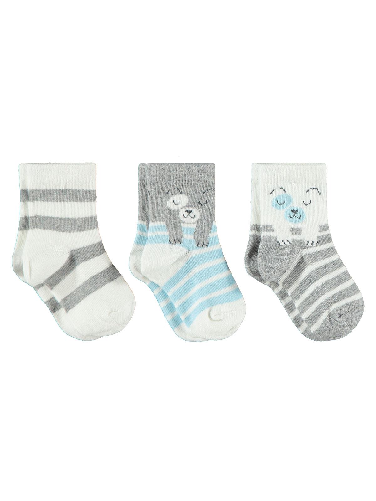 Civil Baby Erkek Bebek 3'lü Çorap Set 0-24 Ay Ekru