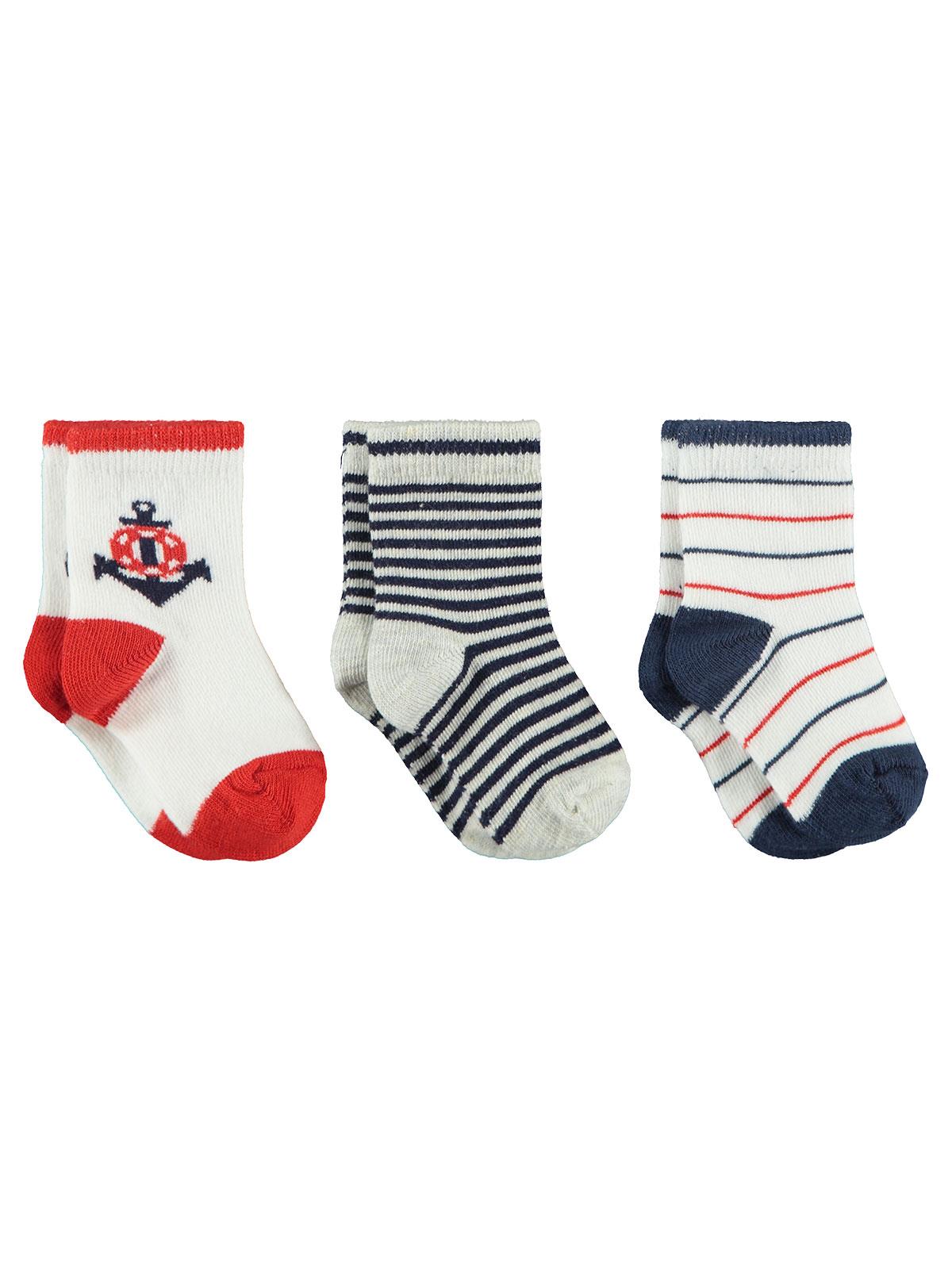 Civil Baby Erkek Bebek 3'lü Çorap Set 0-24 Ay Lacivert