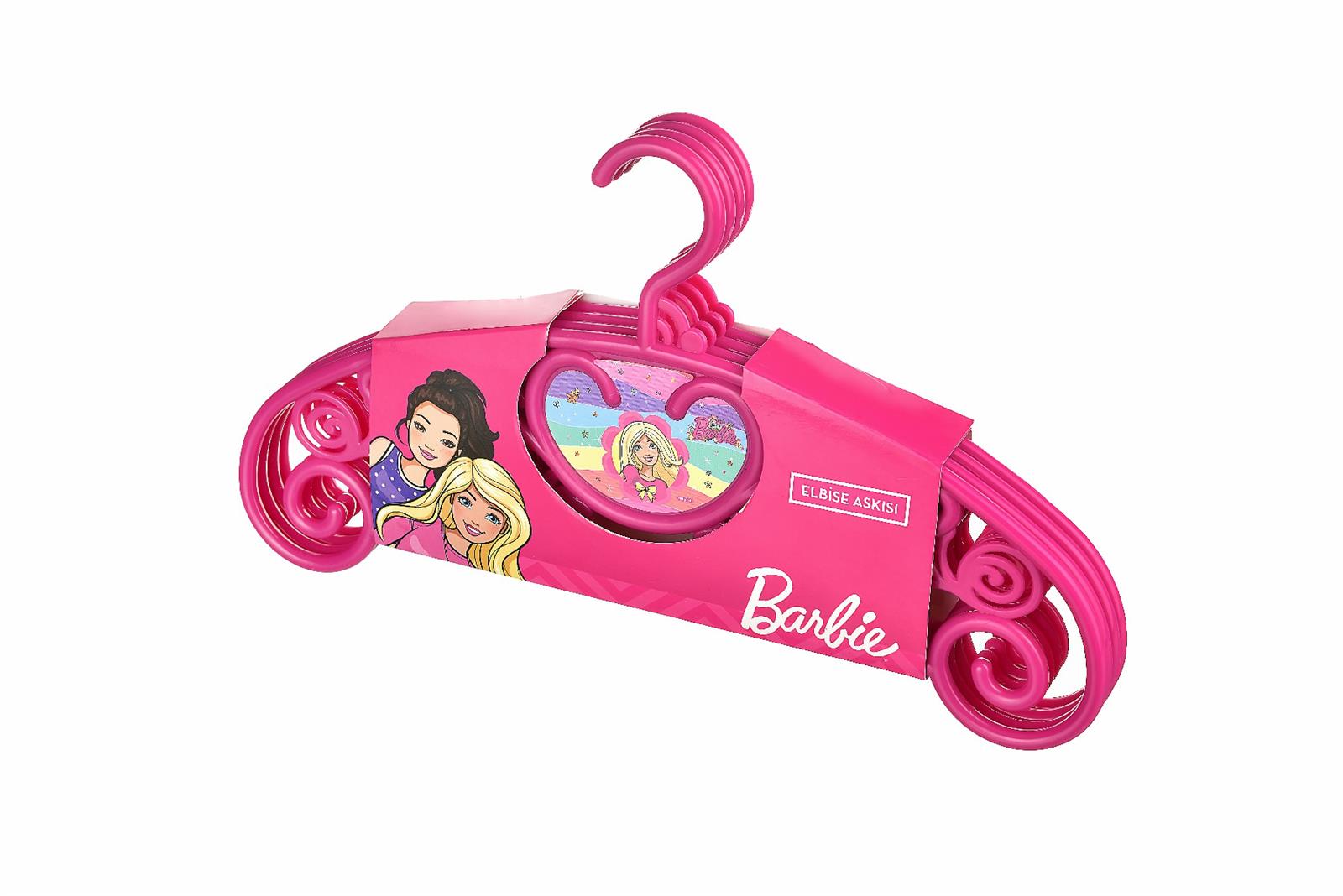 Tuffex -  Barbie Kız Çocuk Elbise Askısı 4'lü Paket Pembe