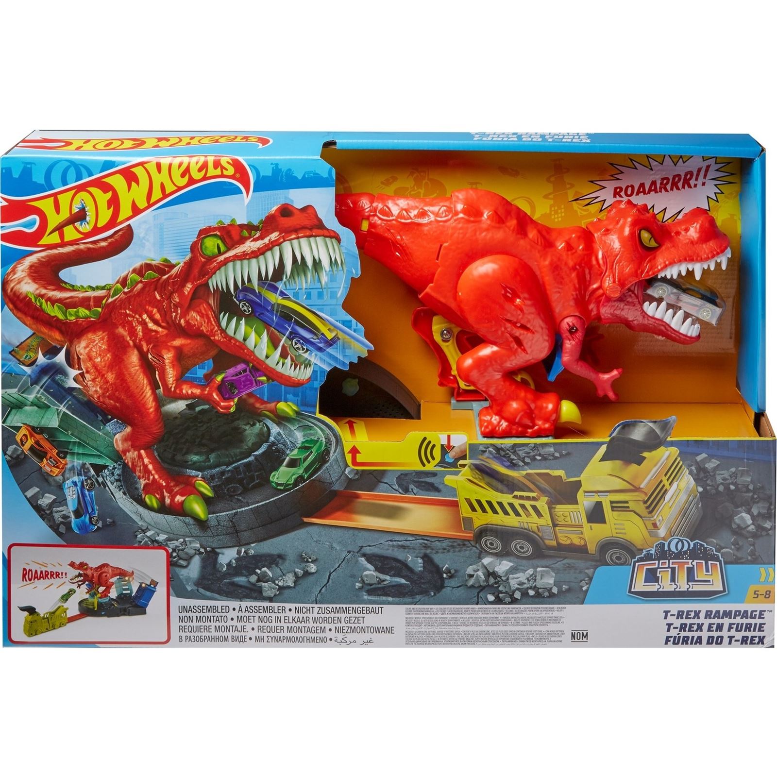 Hot Wheels T-Rex Saldırısı Oyun Seti - Eğlenceli Ses Efektleriyle Dönen Dinozor GFH88