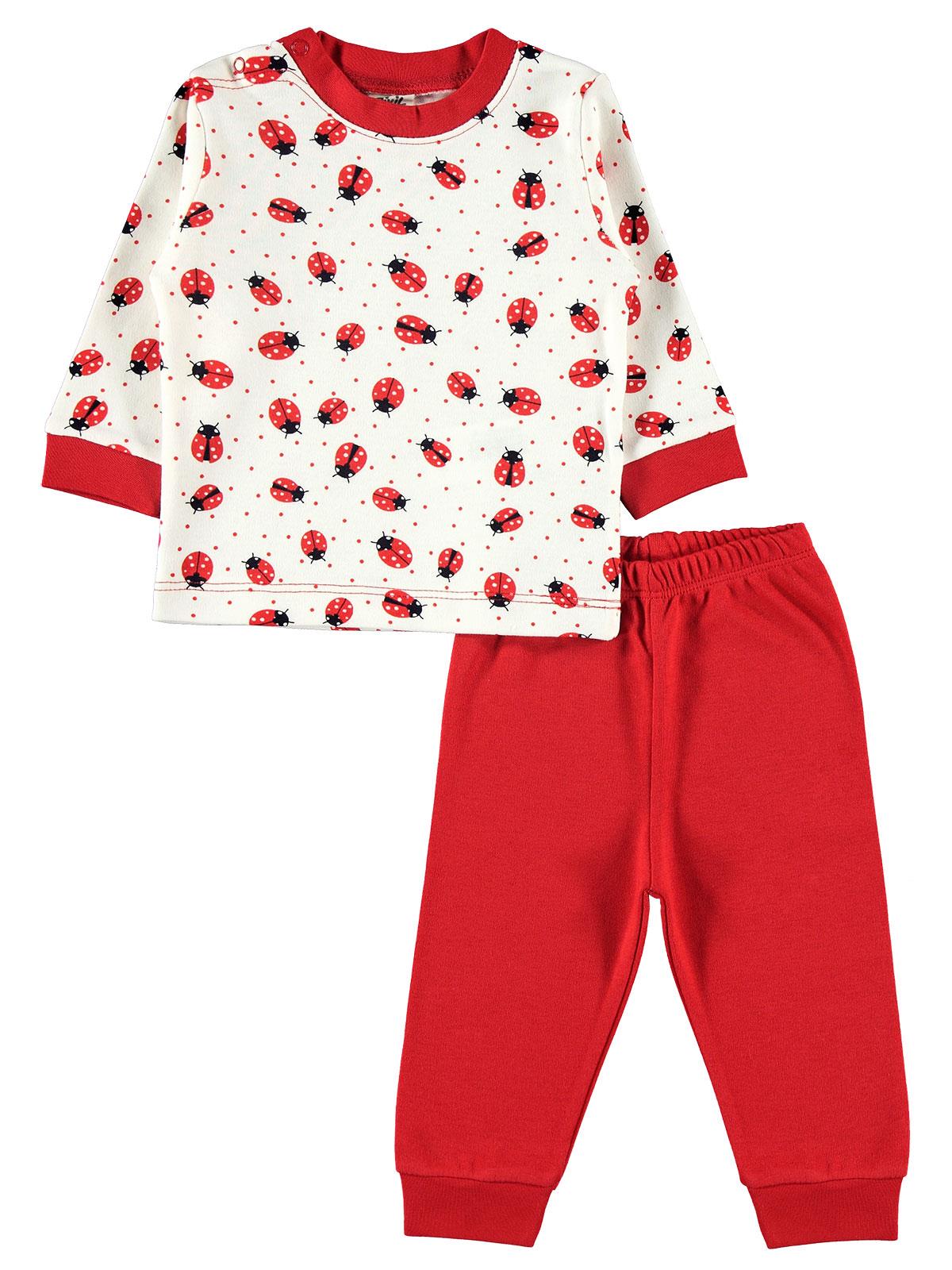 Civil Baby Kız Bebek Pijama Takımı Takımı 3-12 Ay Kırmızı