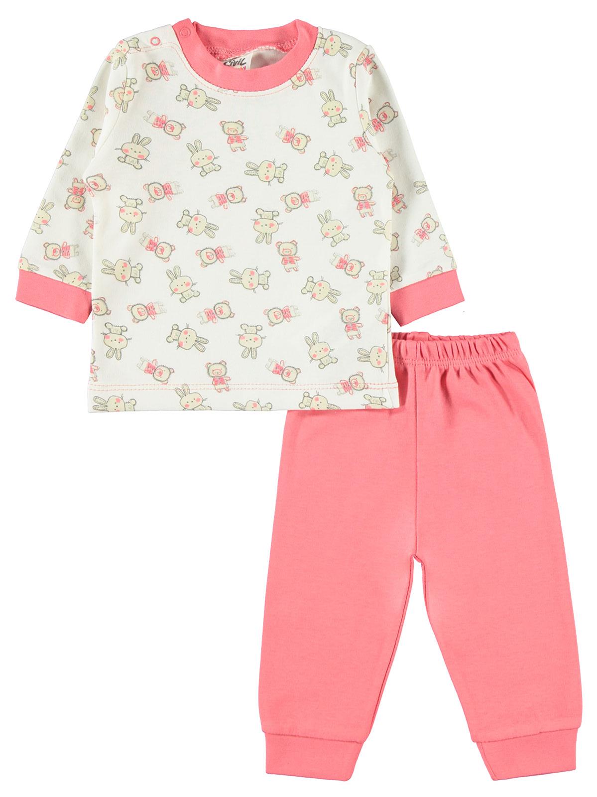 Civil Baby Kız Bebek Pijama Takımı 3-12 Ay Narçiçeği