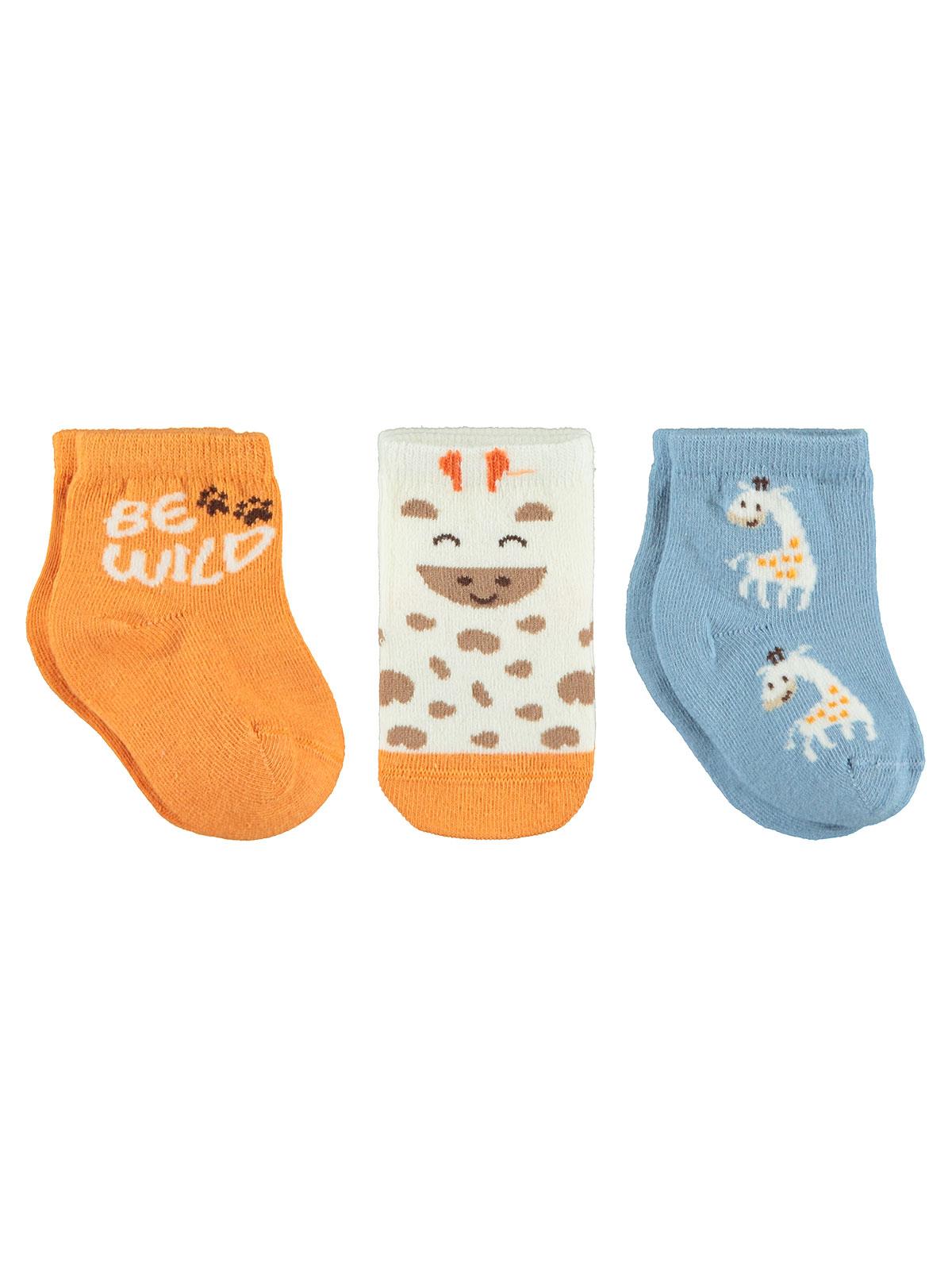 Civil Baby Erkek Bebek 3'lü Çorap Set 0-24 Ay Turuncu