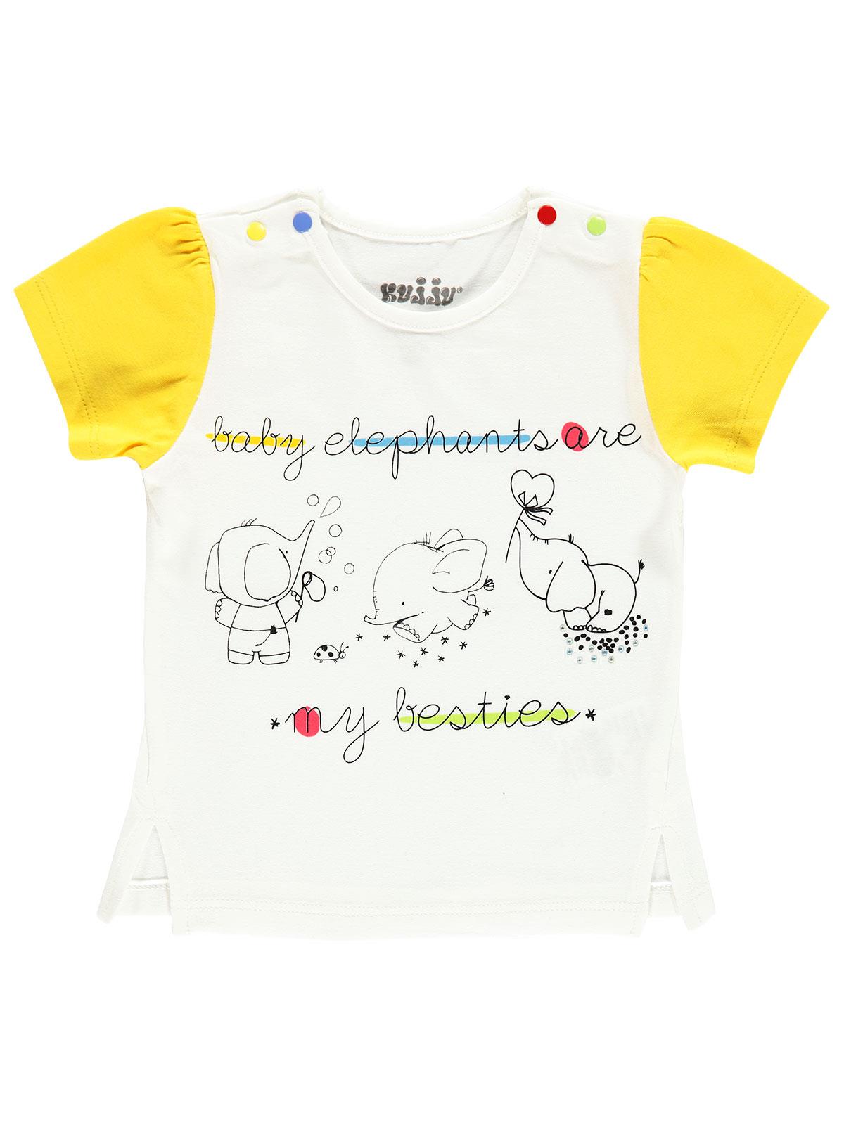 Kujju Kız Bebek Tişört 6-18 Ay Sarı