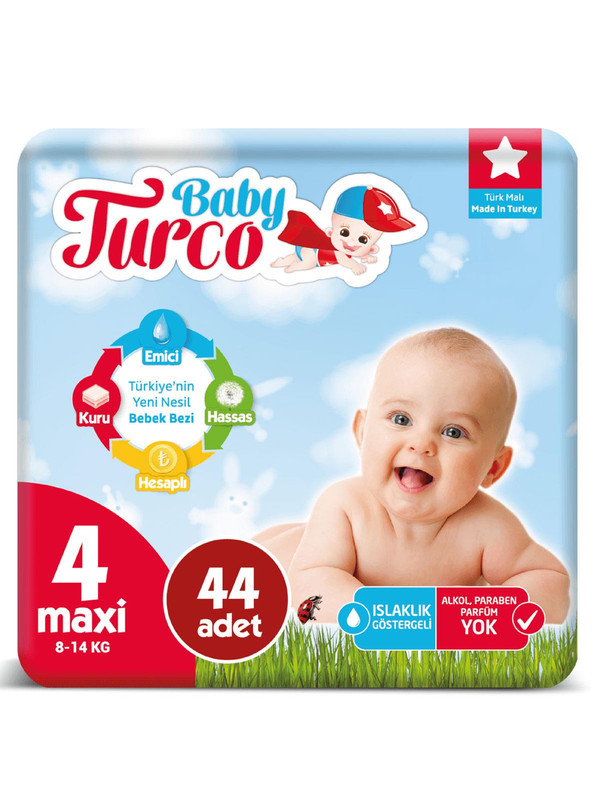 Baby Turco Bebek Bezi 4 Beden Maxi 44 Adet