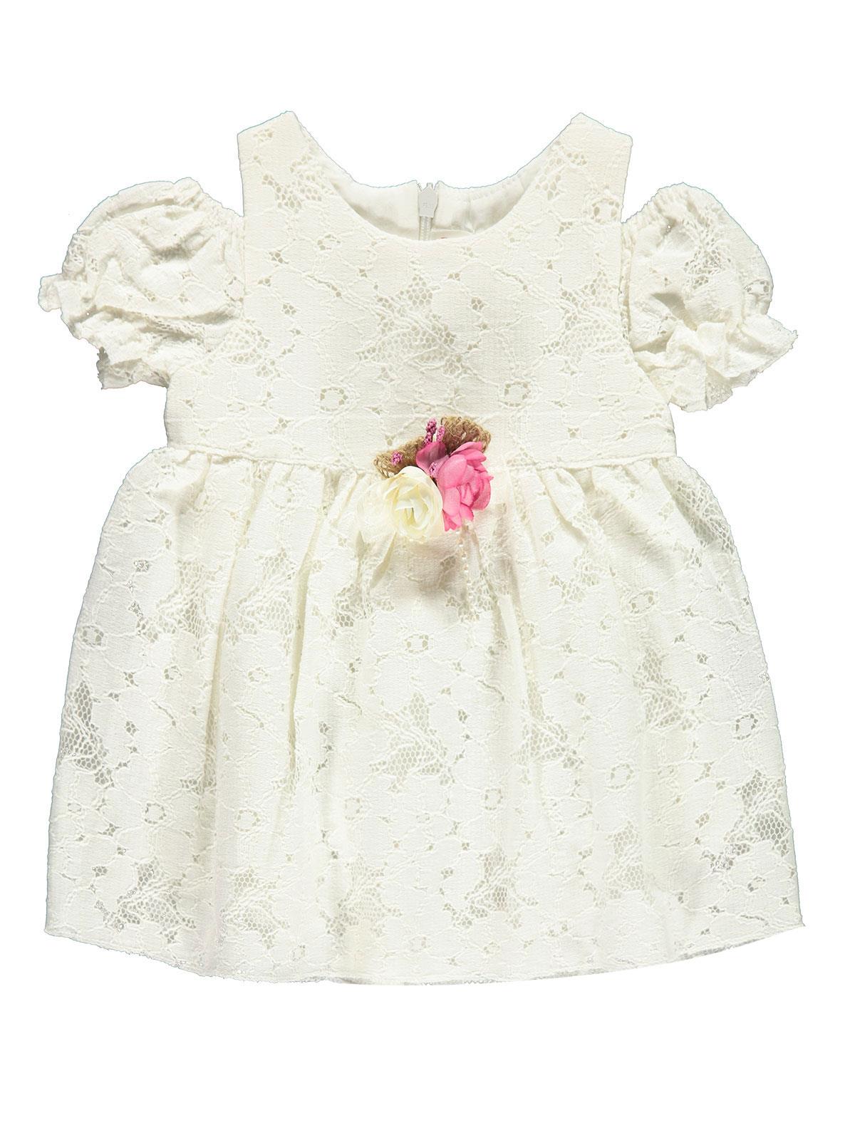 Civil Baby Kız Bebek Dantelli Elbise 6-18 Ay Ekru