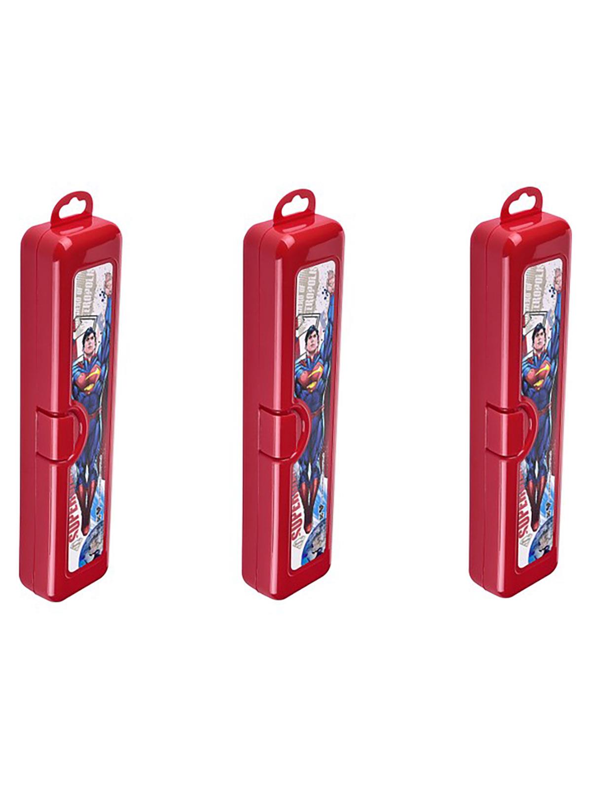Tuffex Superman Lisanslı Diş Fırçalık ve Çok Amaçlı Kutu (3'lü Paket) Kırmızı