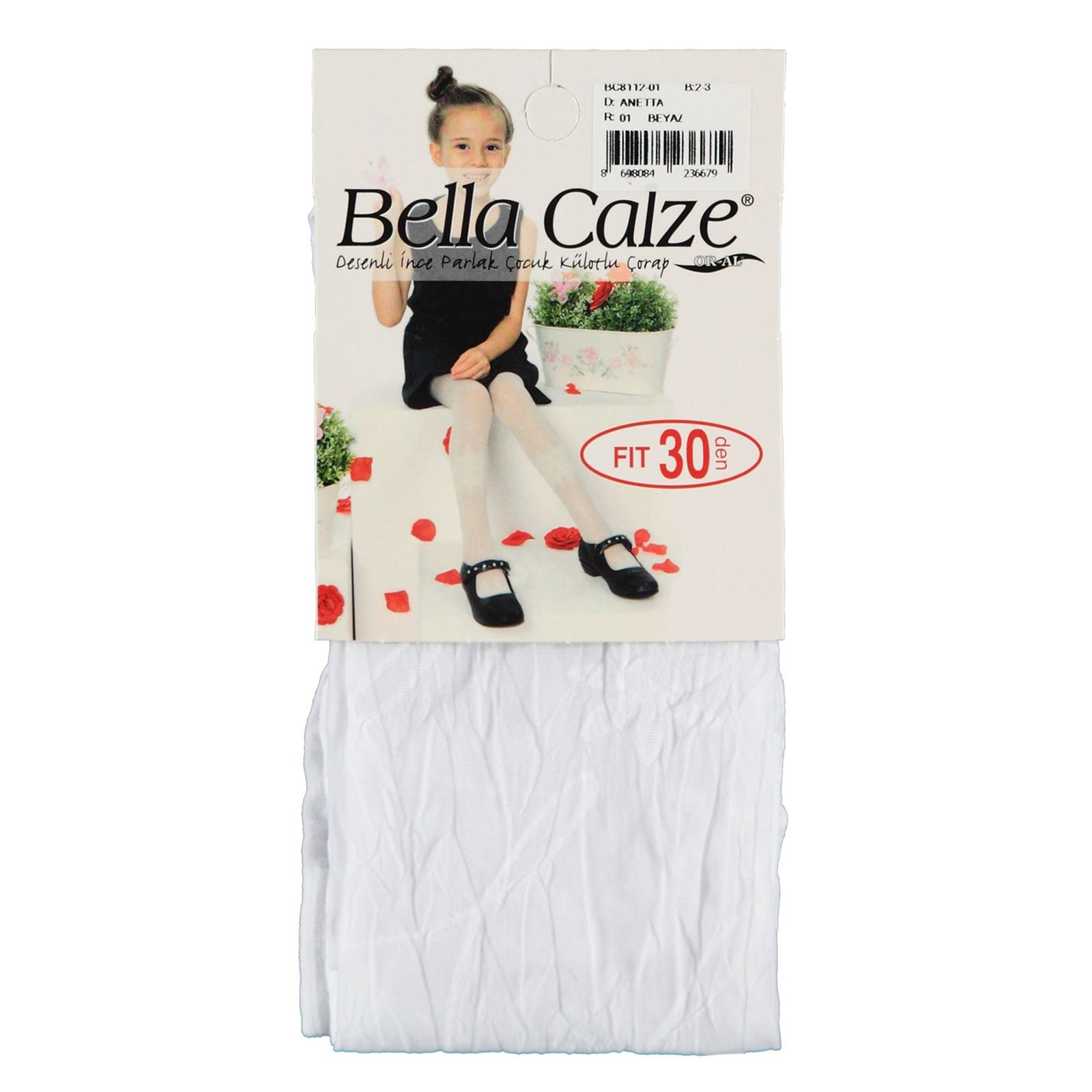 Bella Calze Kız Çocuk Külotlu Çorap 2-13 Yaş Beyaz