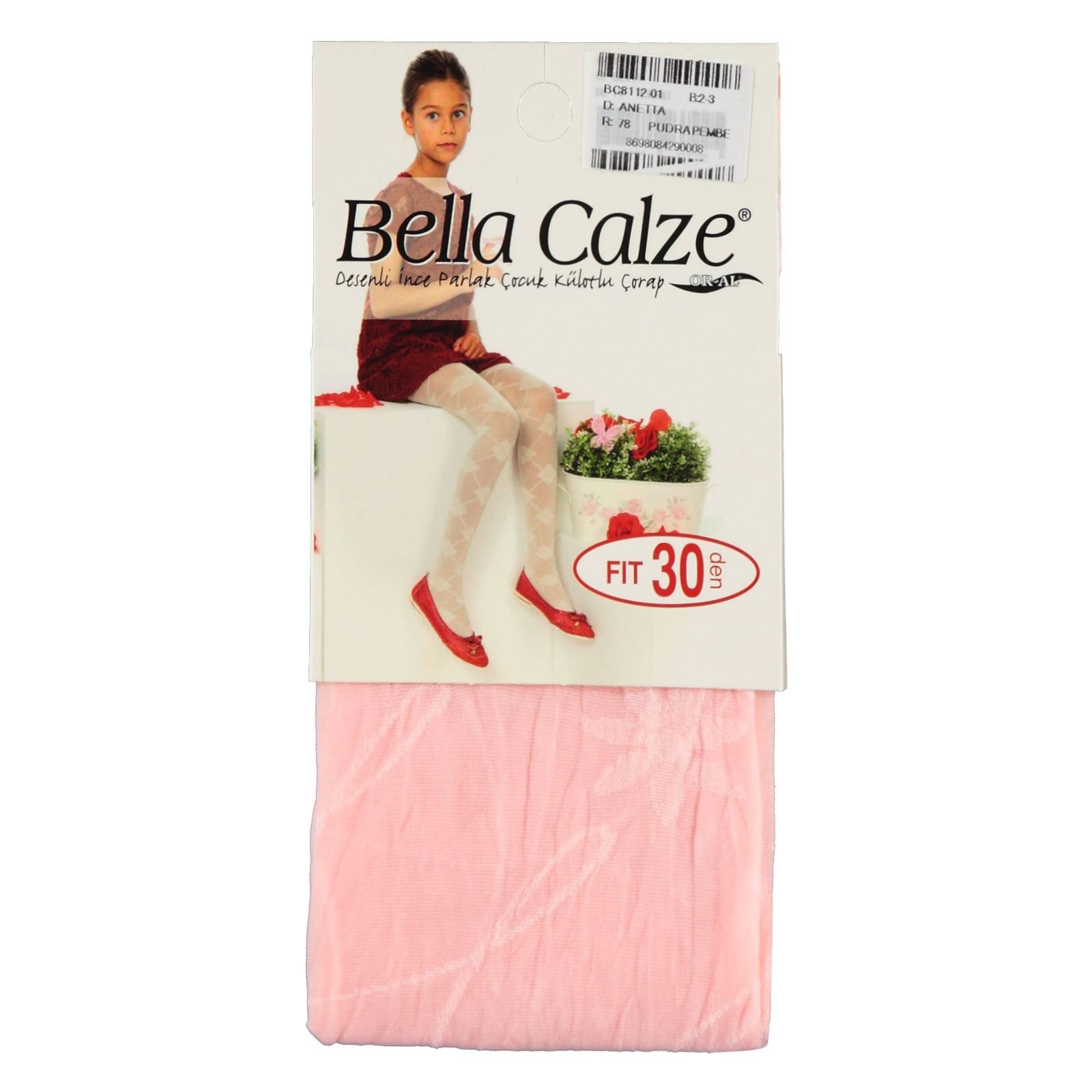 Bella Calze Kız Çocuk Külotlu Çorap 2-13 Yaş Pudra Pembe