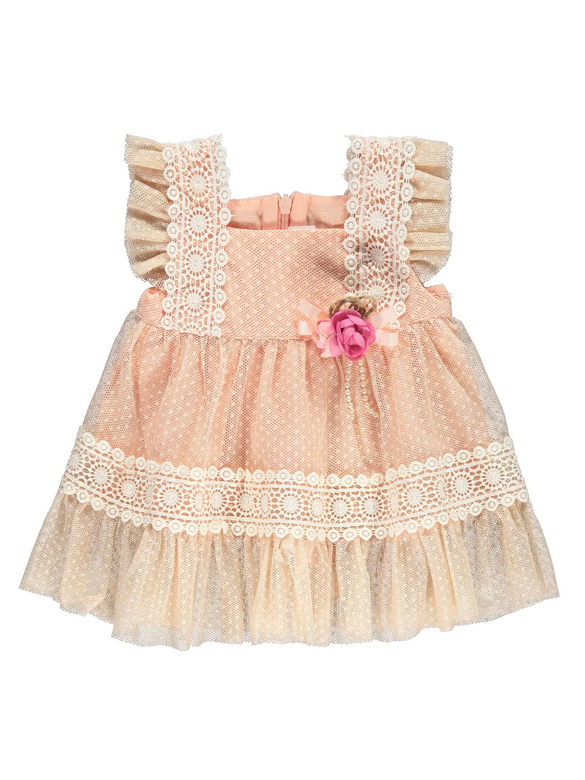Civil Baby Kız Bebek Dantelli Elbise 6-18 Ay Somon
