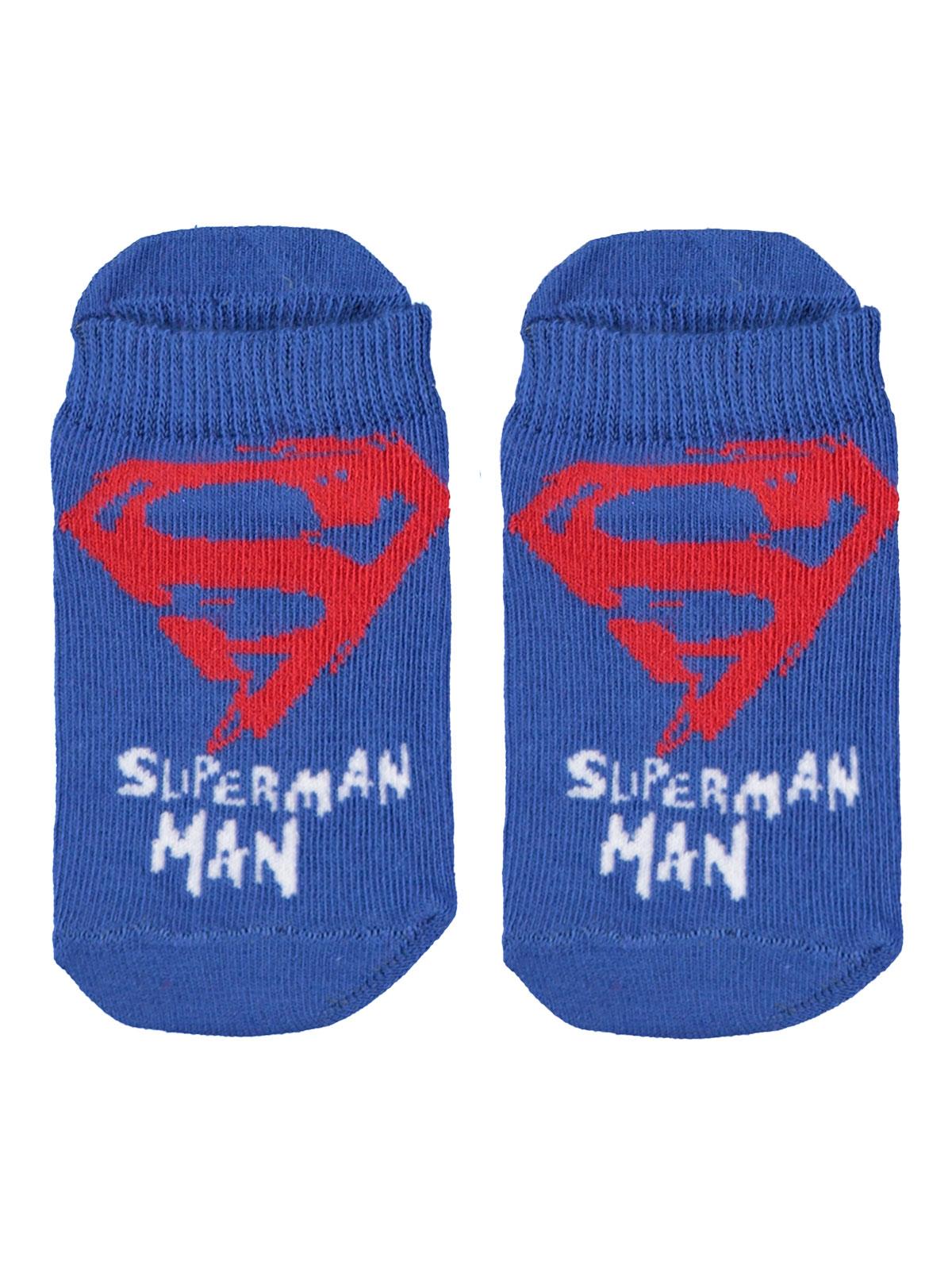 Superman Erkek Çocuk Çorap 3-9 Yaş Saks Mavisi
