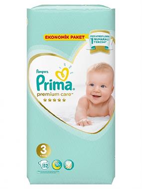 Prima Premium Care 3 Beden 52 Adet Bebek Bezi  Ekonomik Paket 