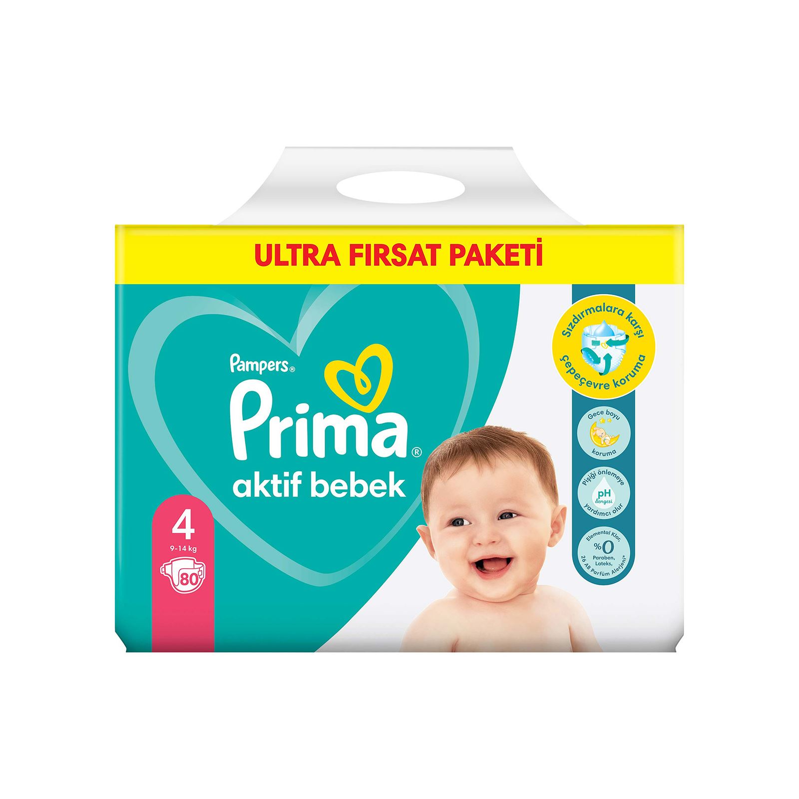 Prima Bebek Bezi Aktif Bebek 4 Beden Maxi Ultra Fırsat Paketi 80 Adet