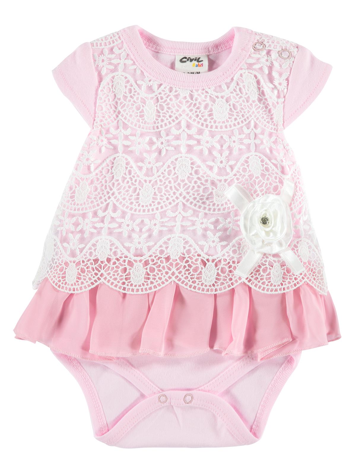 Ciivl Baby Kız Bebek Dantelli Elbise 0-9 Ay Pembe