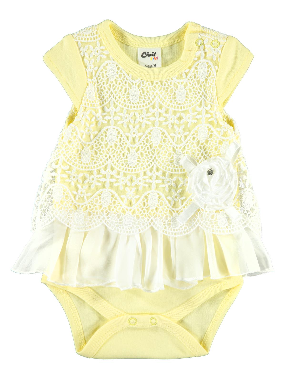 Ciivl Baby Kız Bebek Dantelli Elbise 0-9 Ay Sarı