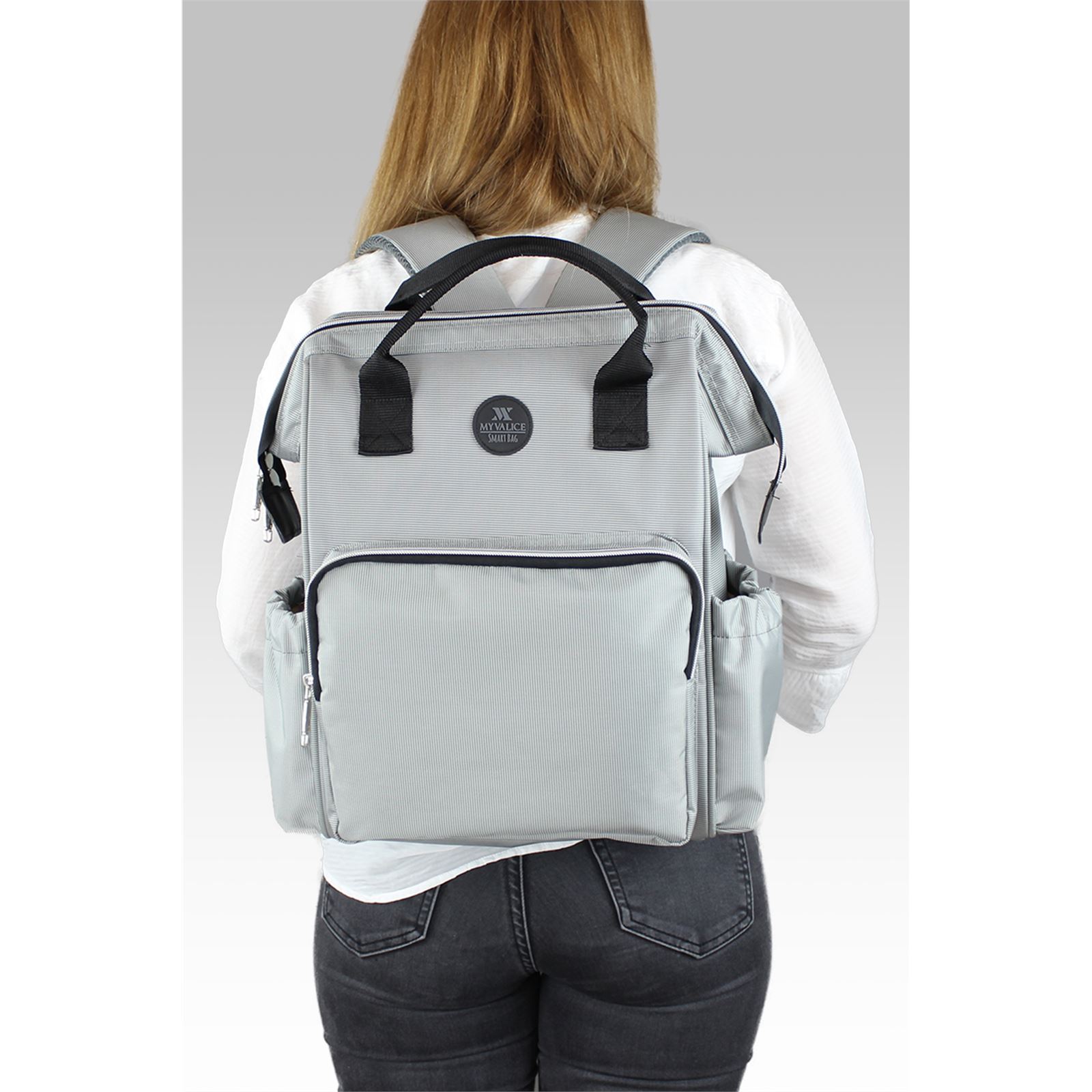 My Valice Smart Bag Usb'li Anne Bebek Bakım ve Sırt Çantası Gri