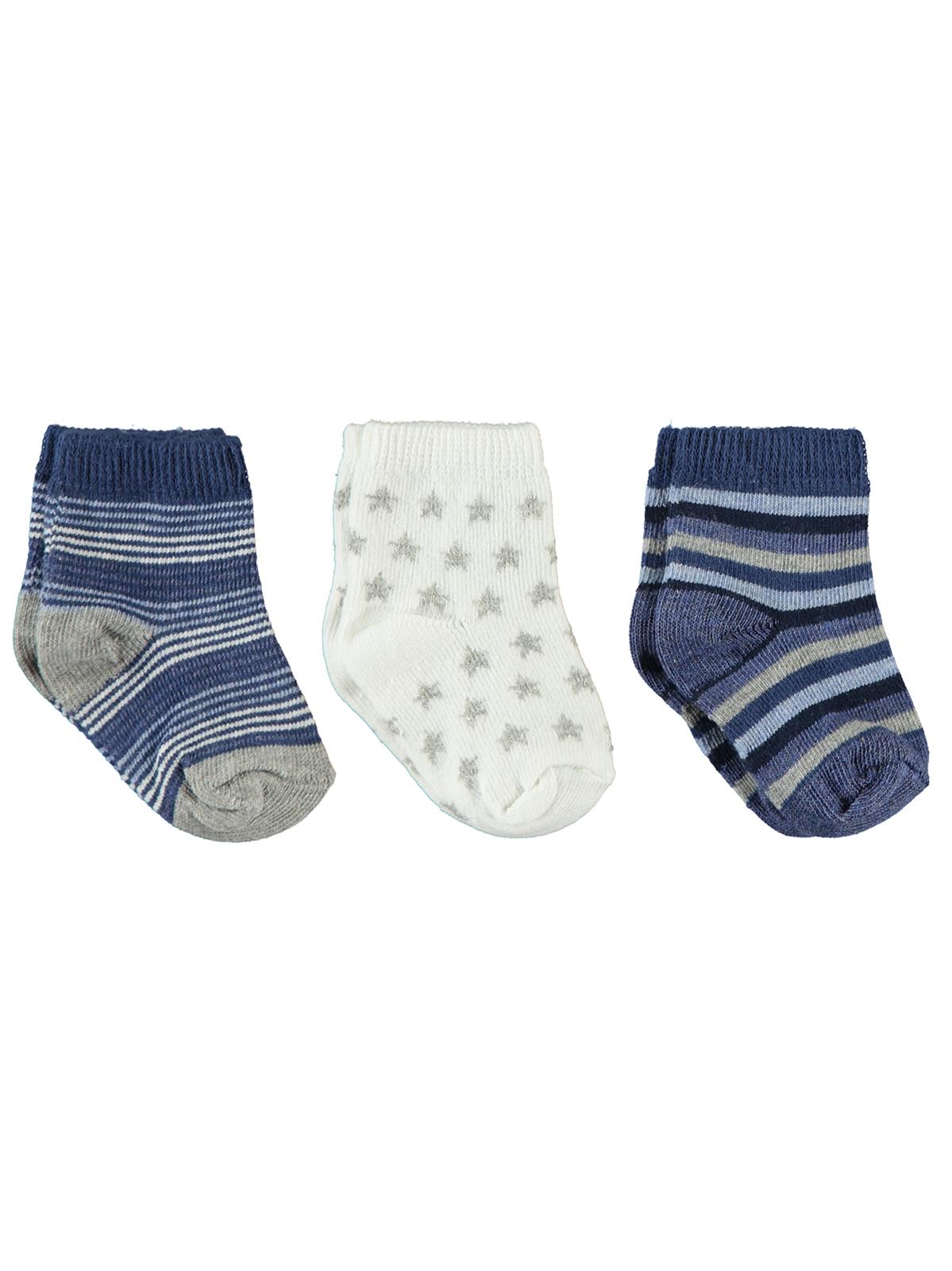 Civil Baby Erkek Bebek 3'lü Çorap 0-6 Ay İndigo