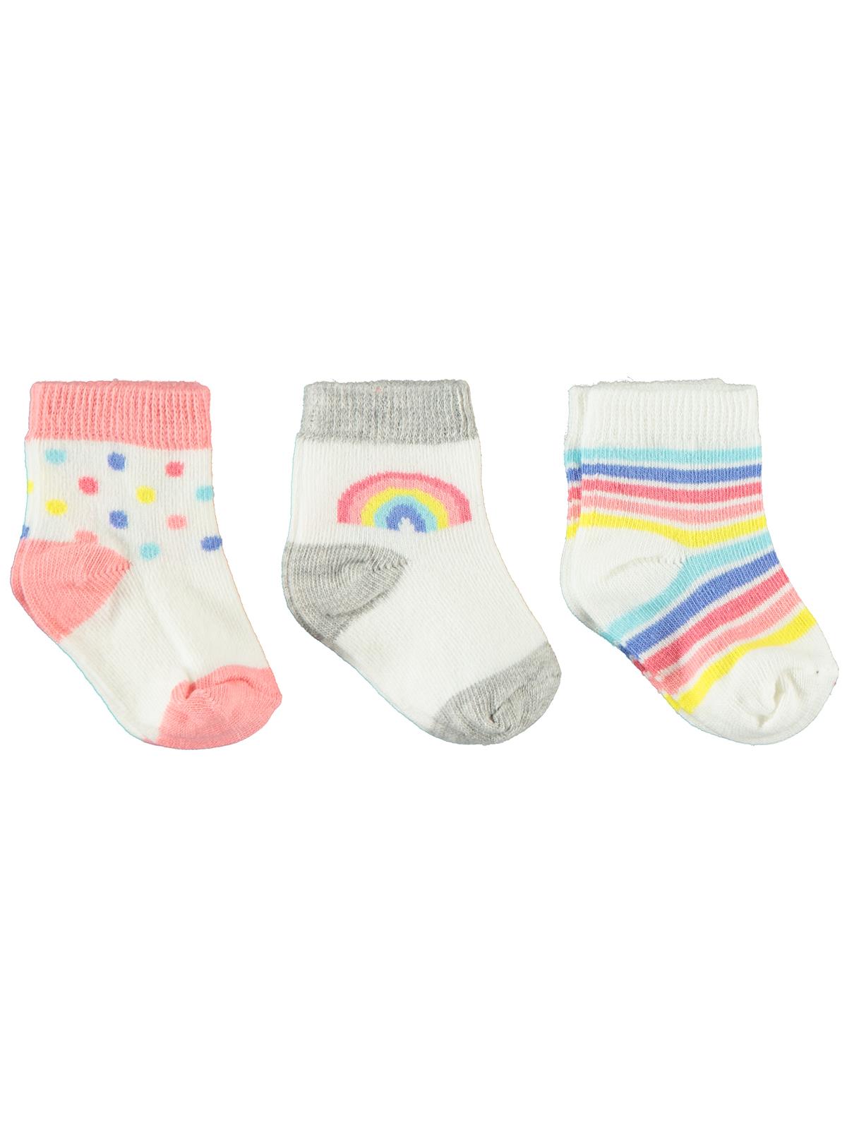 Civil Baby Kız Bebek 3'lü Çorap Set 0-6 Ay Yavruağzı
