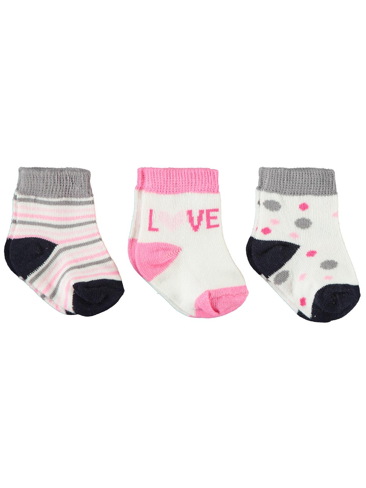 Civil Baby Kız Bebek 3'lü Çorap Set 0-6 Ay Lacivert