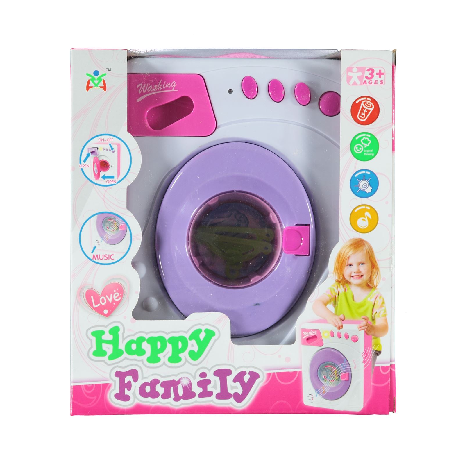 Can Oyuncak Pilli Çamaşır Makinesi Lila