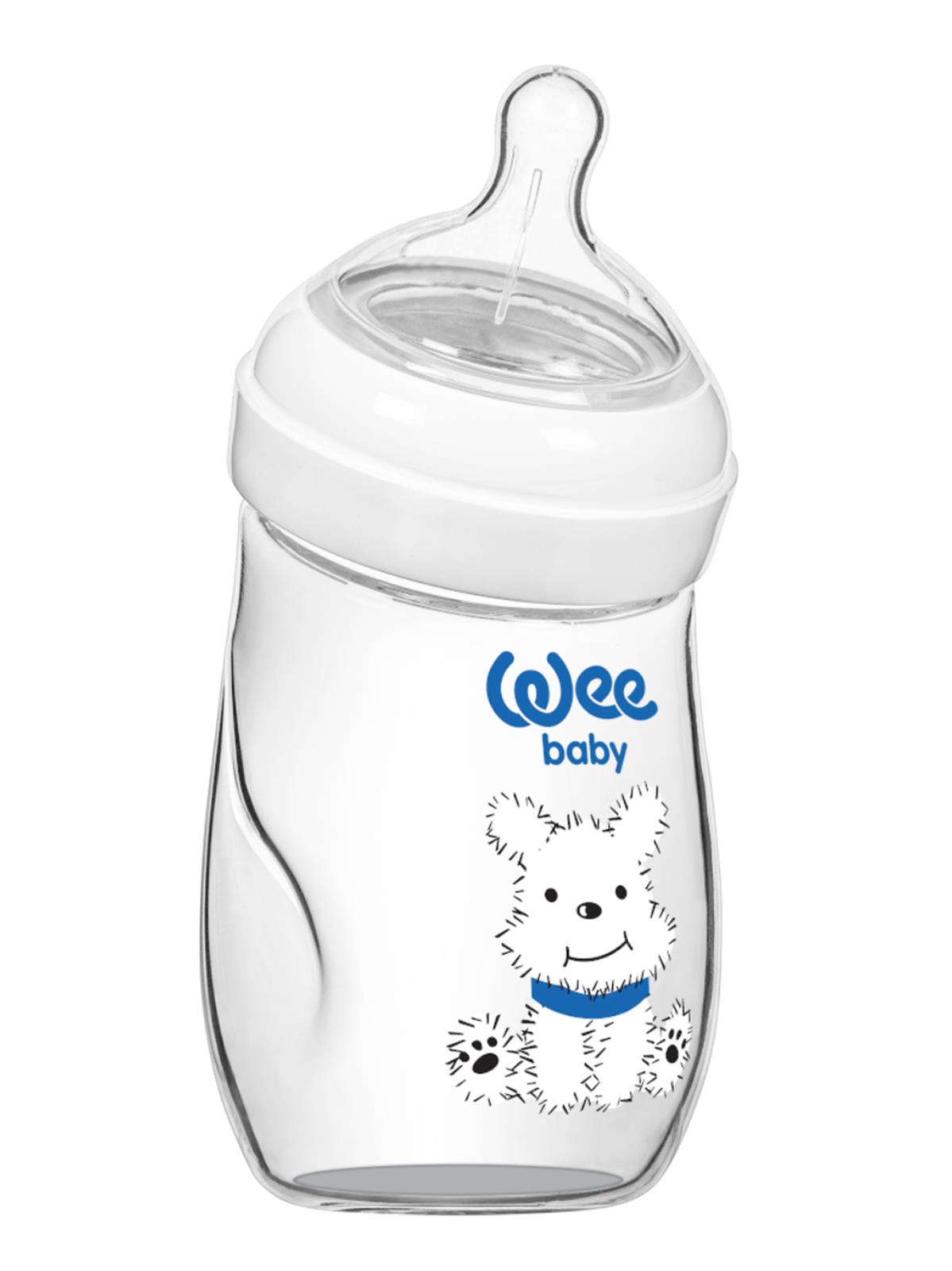 Wee Baby Natural Isıya Dayanıklı Açılı Cam Biberon 180 ml - KÖPEK