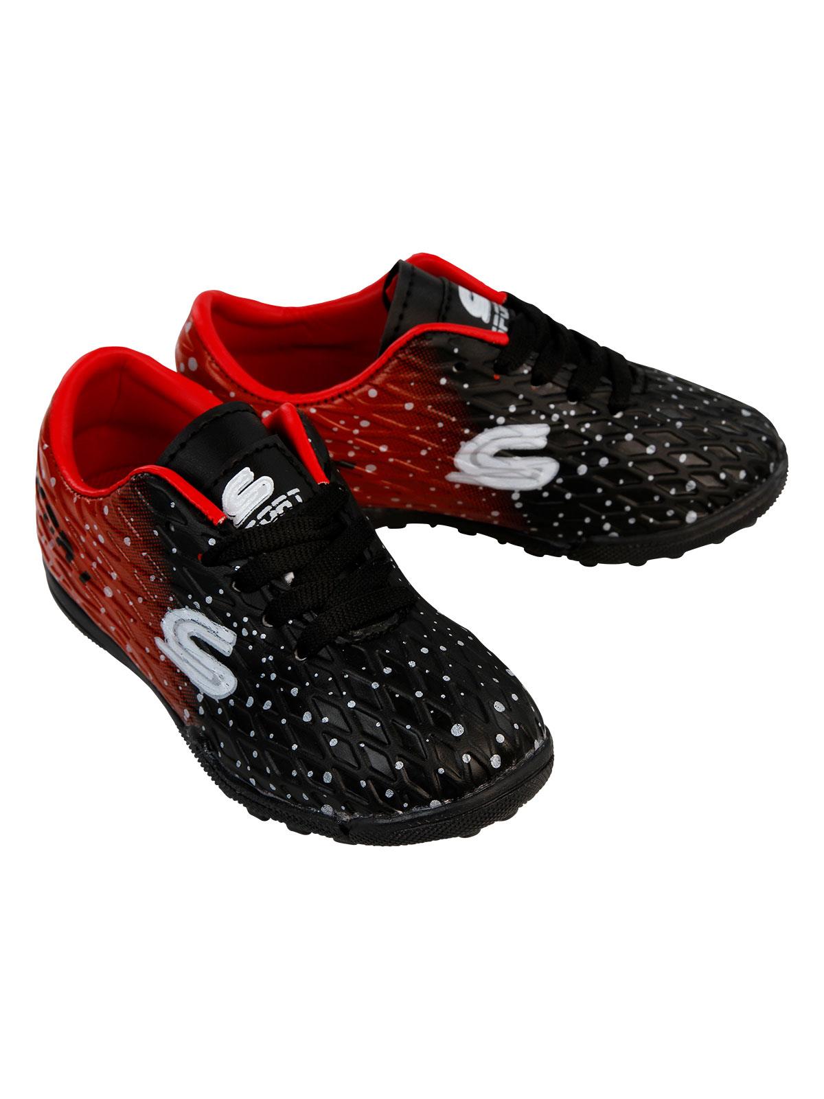Sport Erkek Çocuk Halı Saha Spor Ayakkabı 26-30 Numara Siyah-Kırmızı Siyah-Kırmızı