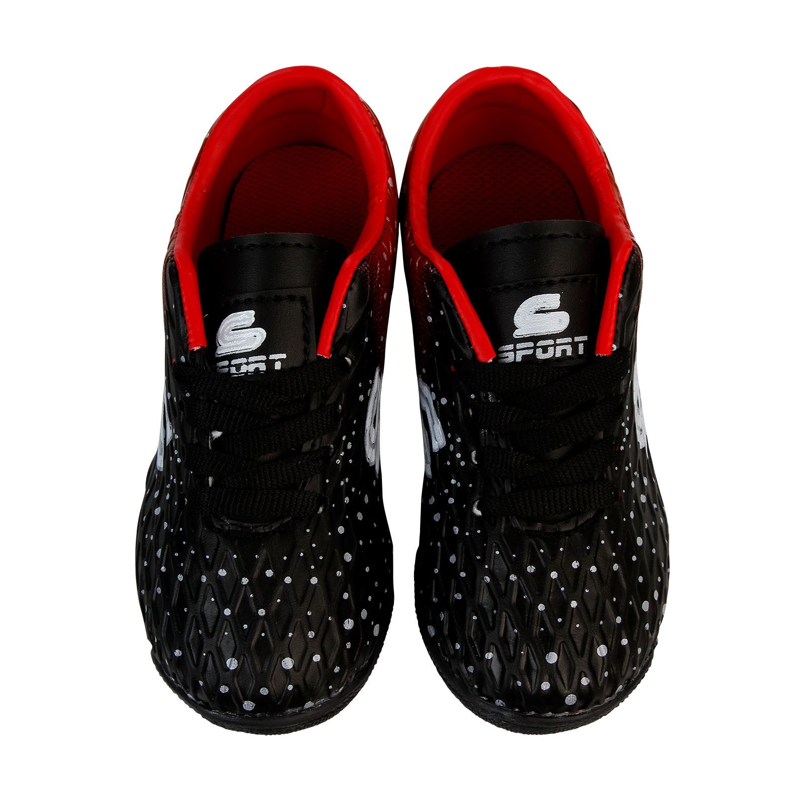 Sport Erkek Çocuk Halı Saha Spor Ayakkabı 26-30 Numara Siyah-Kırmızı Siyah-Kırmızı