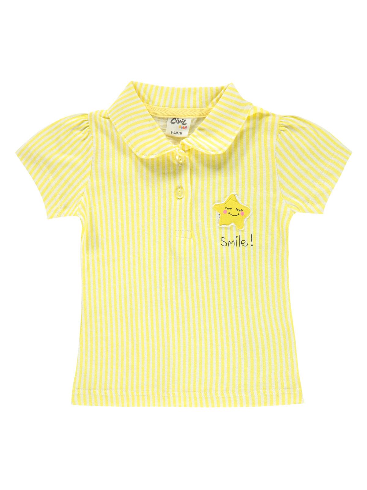 Civil Baby Kız Bebek Likralı Tişört 6-18 Ay Bebe Sarı