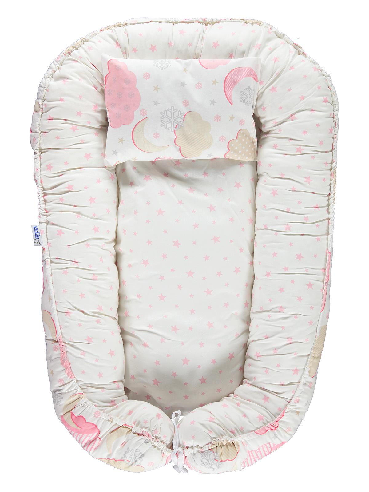 Kujju Babynest Bebek Uyku Yatağı 45x70 cm Ekru-Pembe