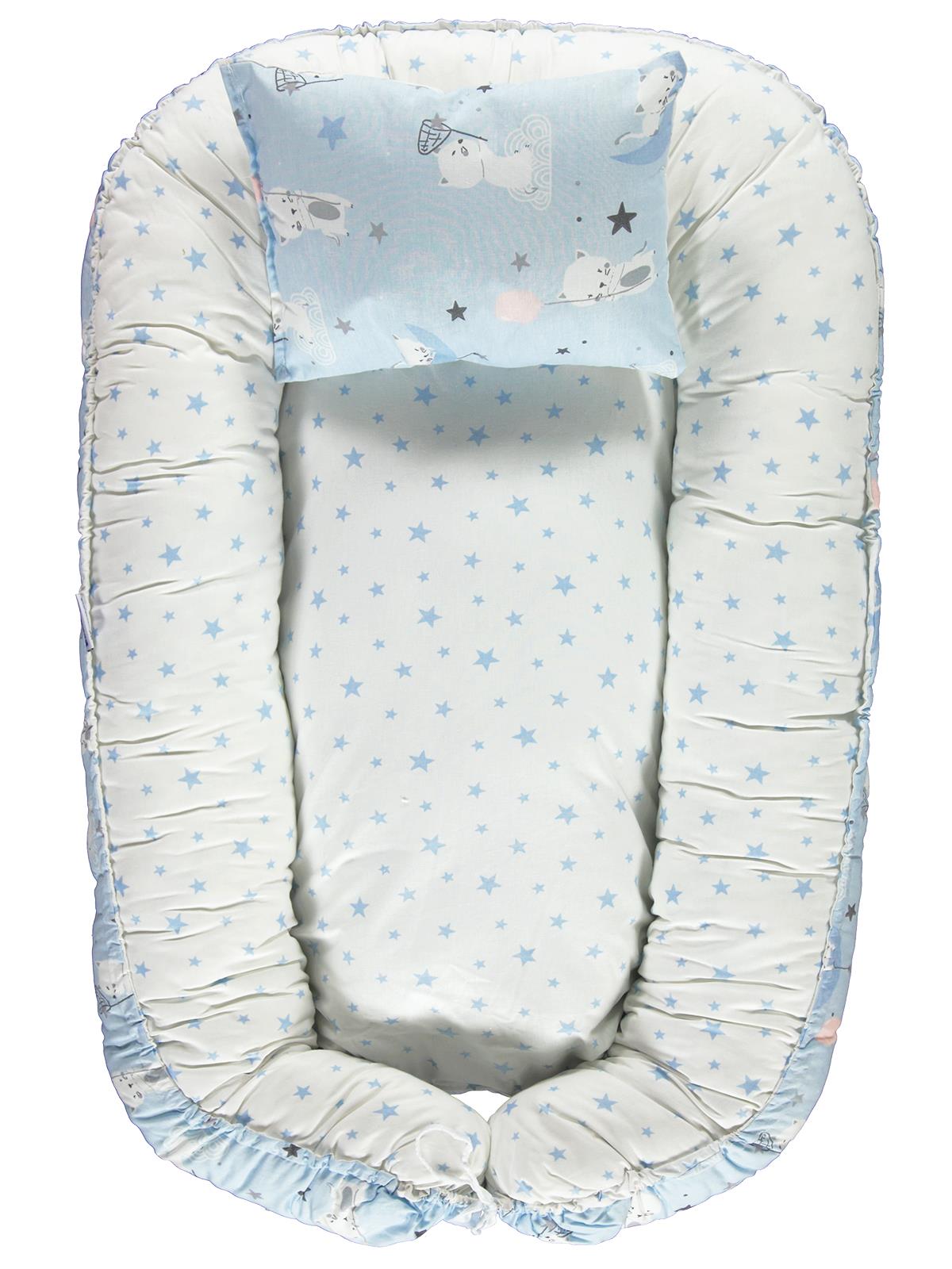 Kujju Babynest Bebek Uyku Yatağı 45x70 cm Beyaz-Mavi