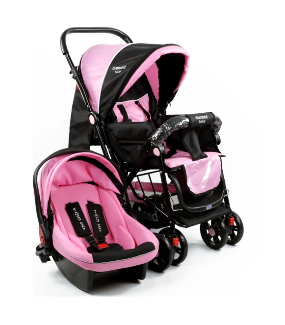 Dıamond Baby P101 Çift Yönlü Bebek Arabası Travel Sistem Pembe