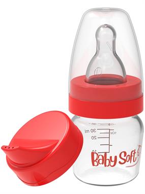 Baby Soft PP Mini Biberon Suluk Alıştırma Seti 30 ml Kırmızı 