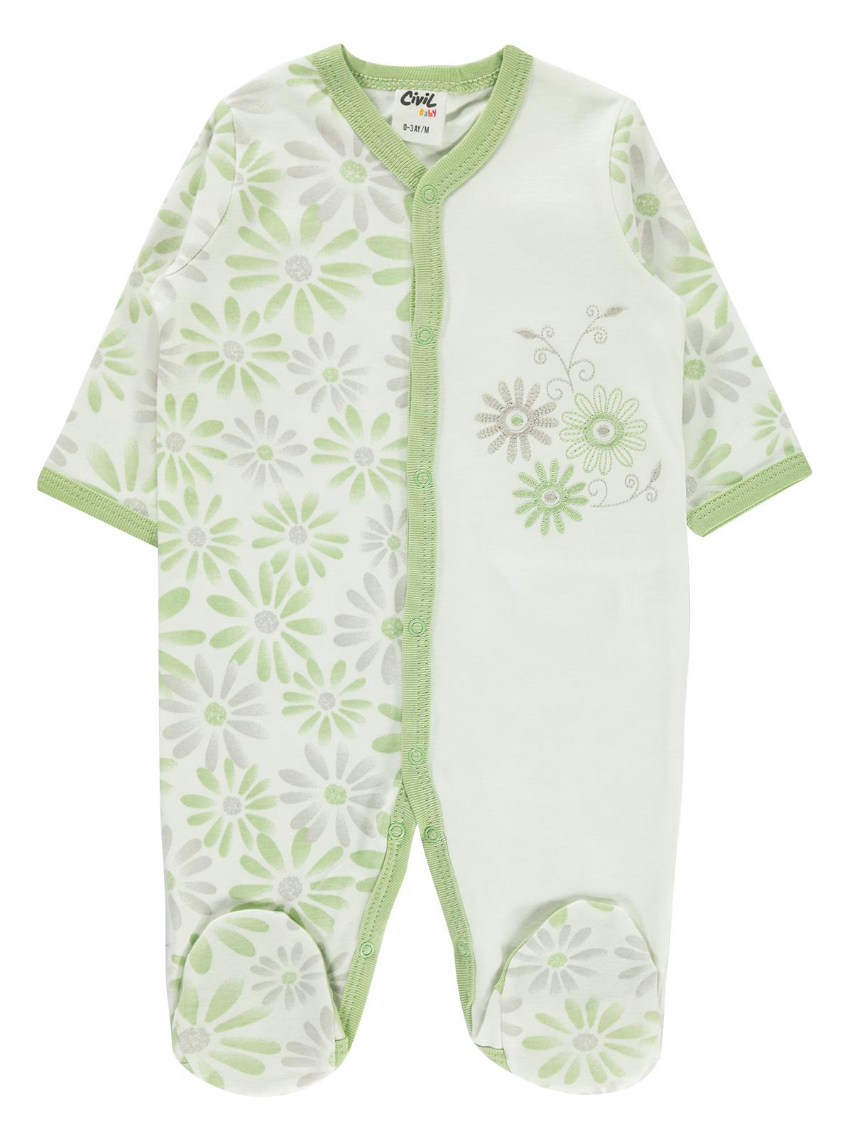 Civil Baby Kız Bebek Patikli Tulum 0-6 Ay Yeşil