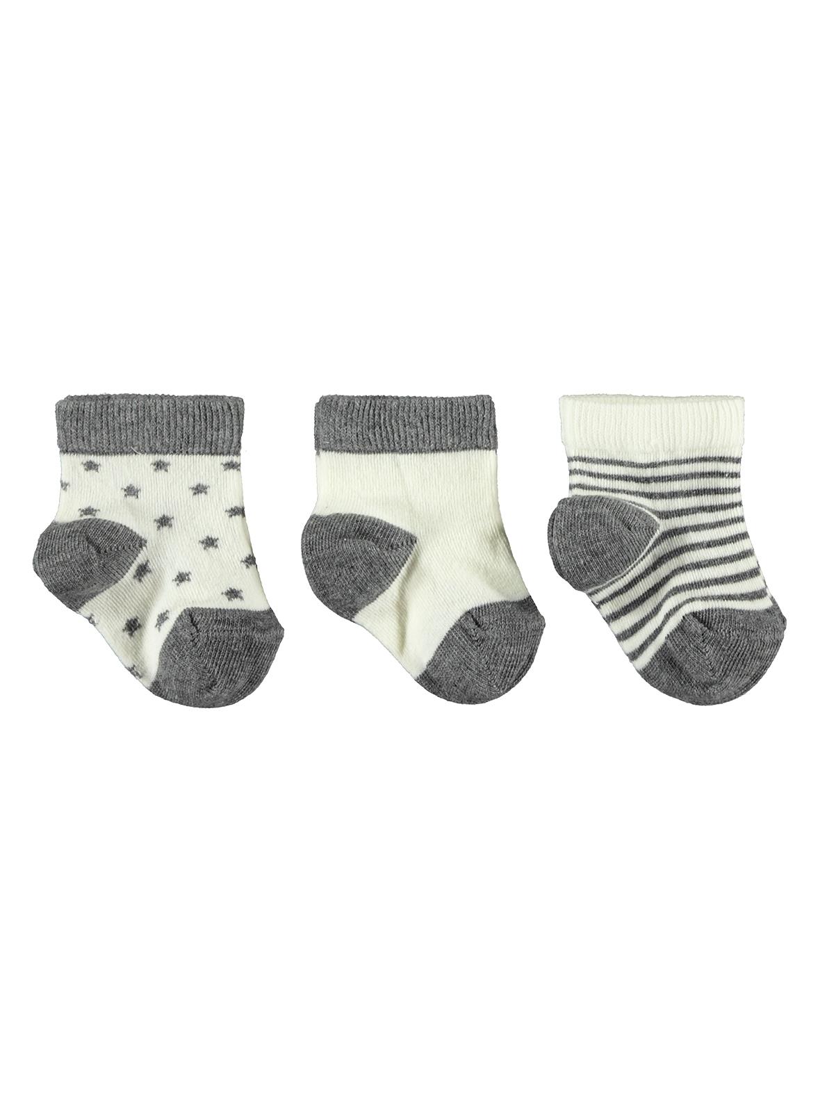 Civil Baby Erkek Bebek 3'lü Çorap Set 0-12 Ay Ekru-Gri
