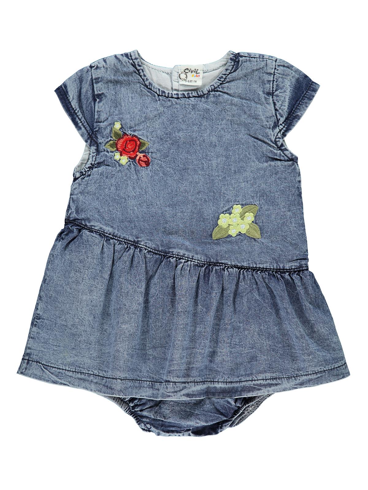 Civil Baby Kız Bebek Kot Elbise 3-12 Ay Açık Mavi