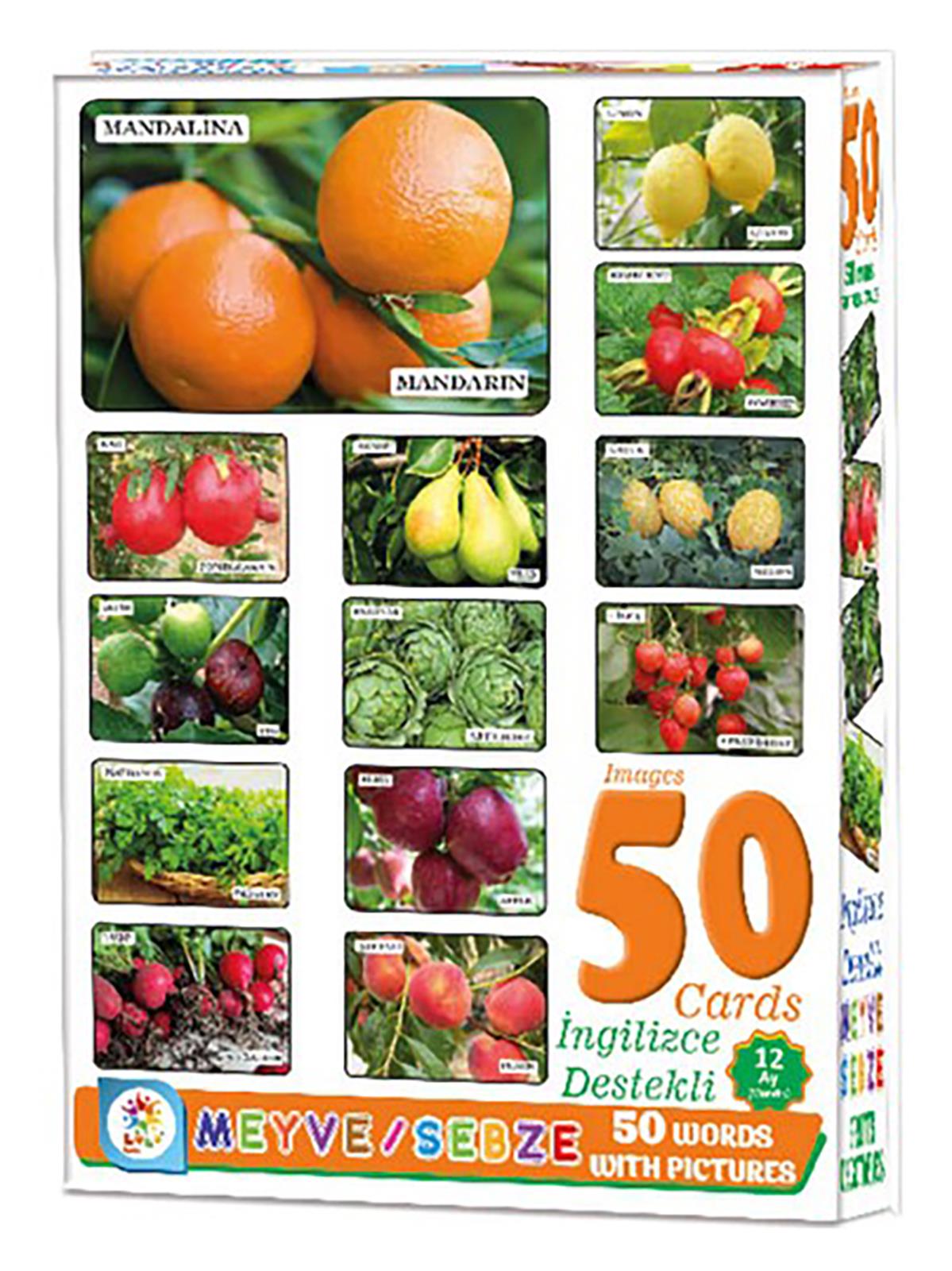 Laço Games Resimlerle Meyve ve Sebze Eğitici Kartları 50 Parça