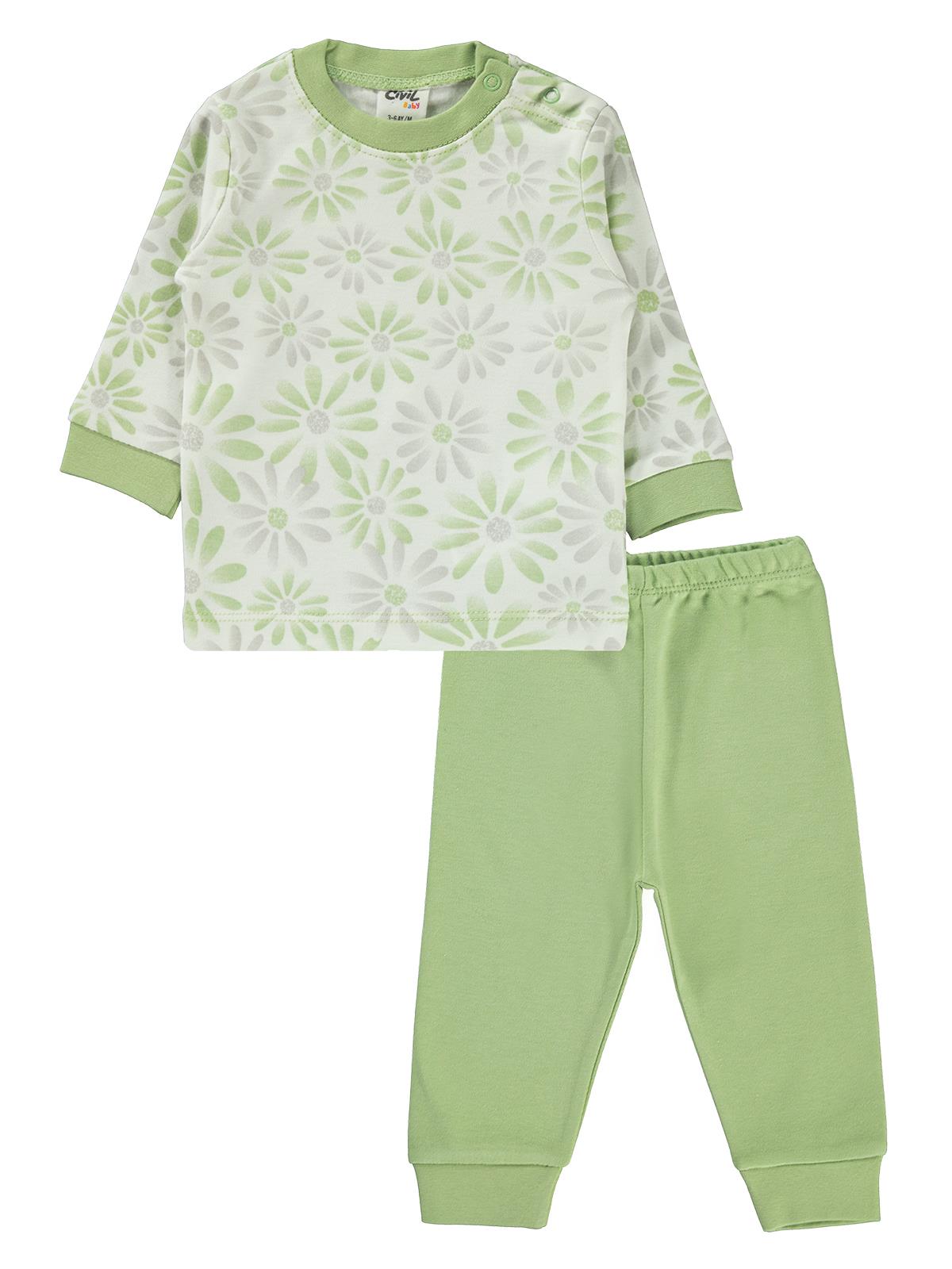 Civil Baby Kız Bebek Pijama Takımı 3-12 Ay Yeşil