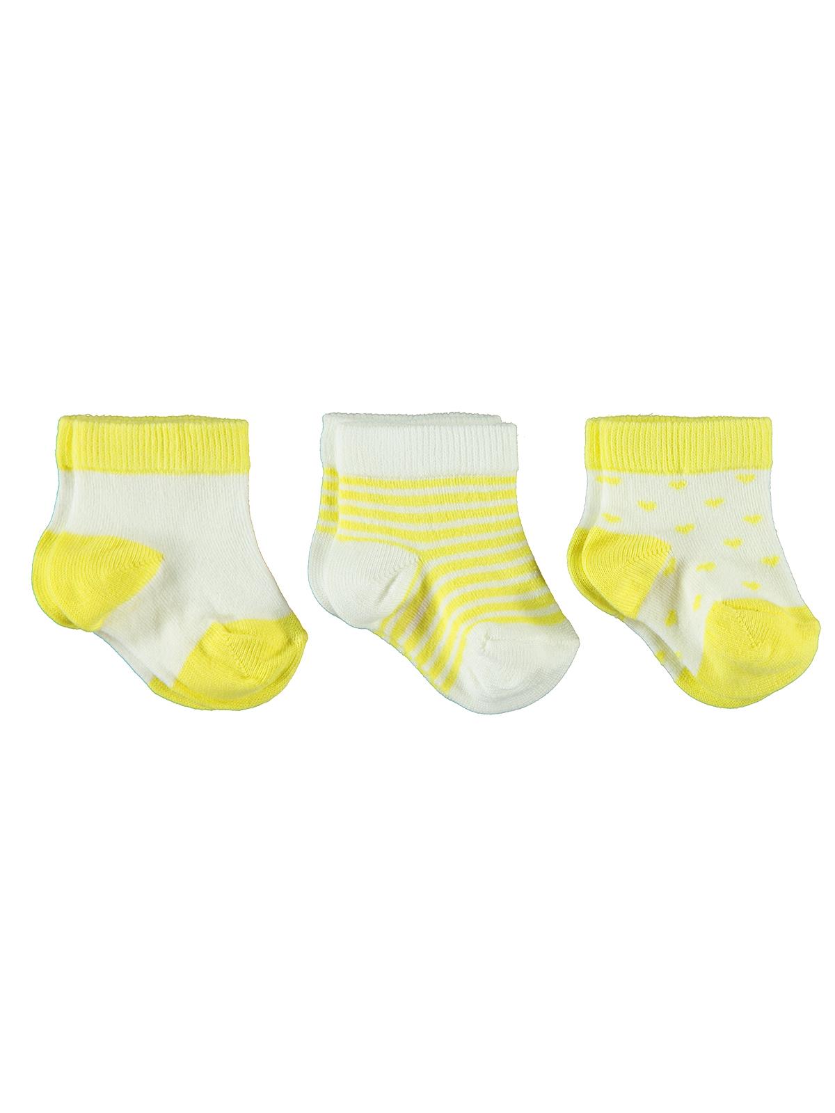 Civil Baby Kız Bebek 3'lü Çorap Set 0-18 Ay Sarı