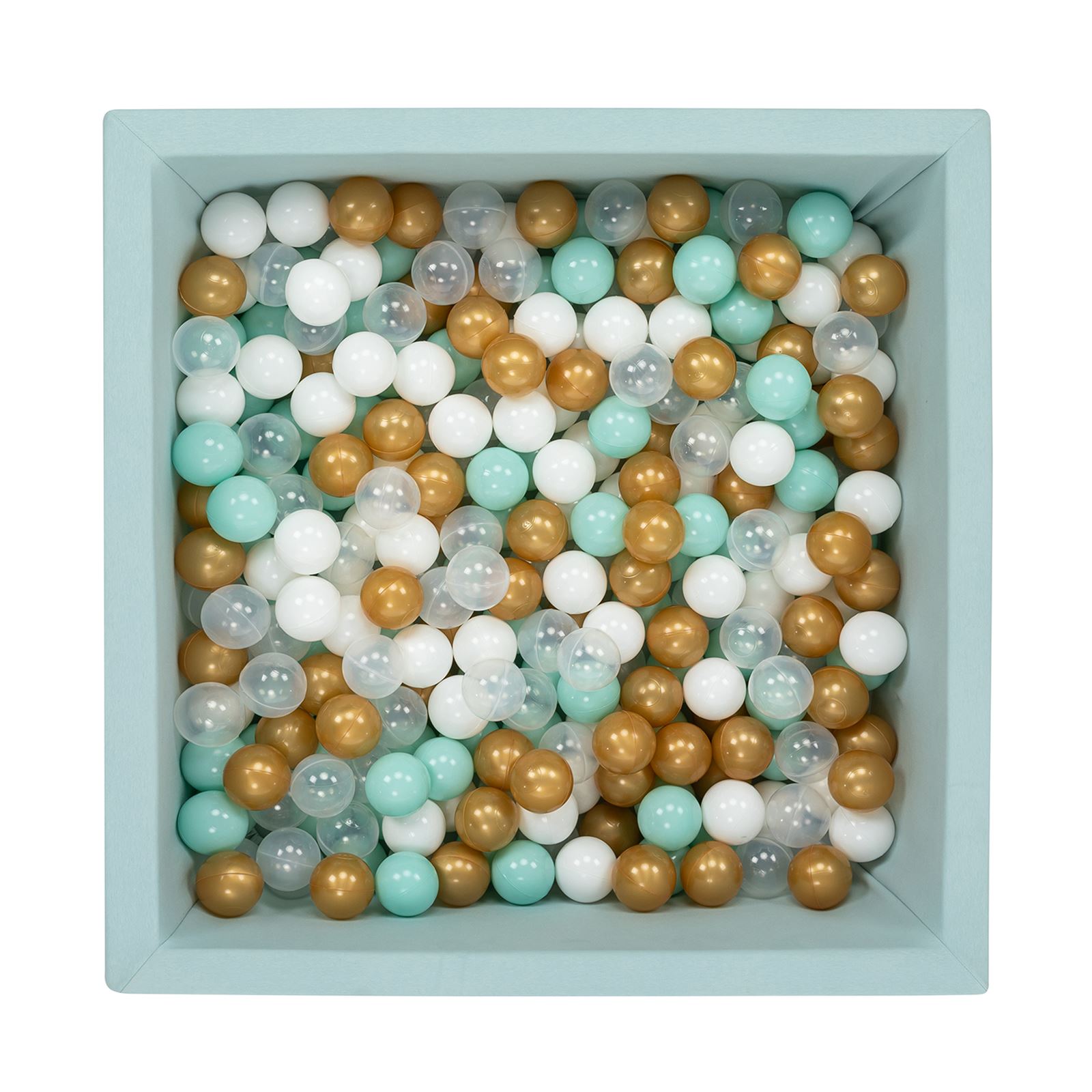 Wellgro Bubble Pops Mint Kare Top Havuzu ve Havuz Topları Mint/Beyaz/Şeffaf/Gold