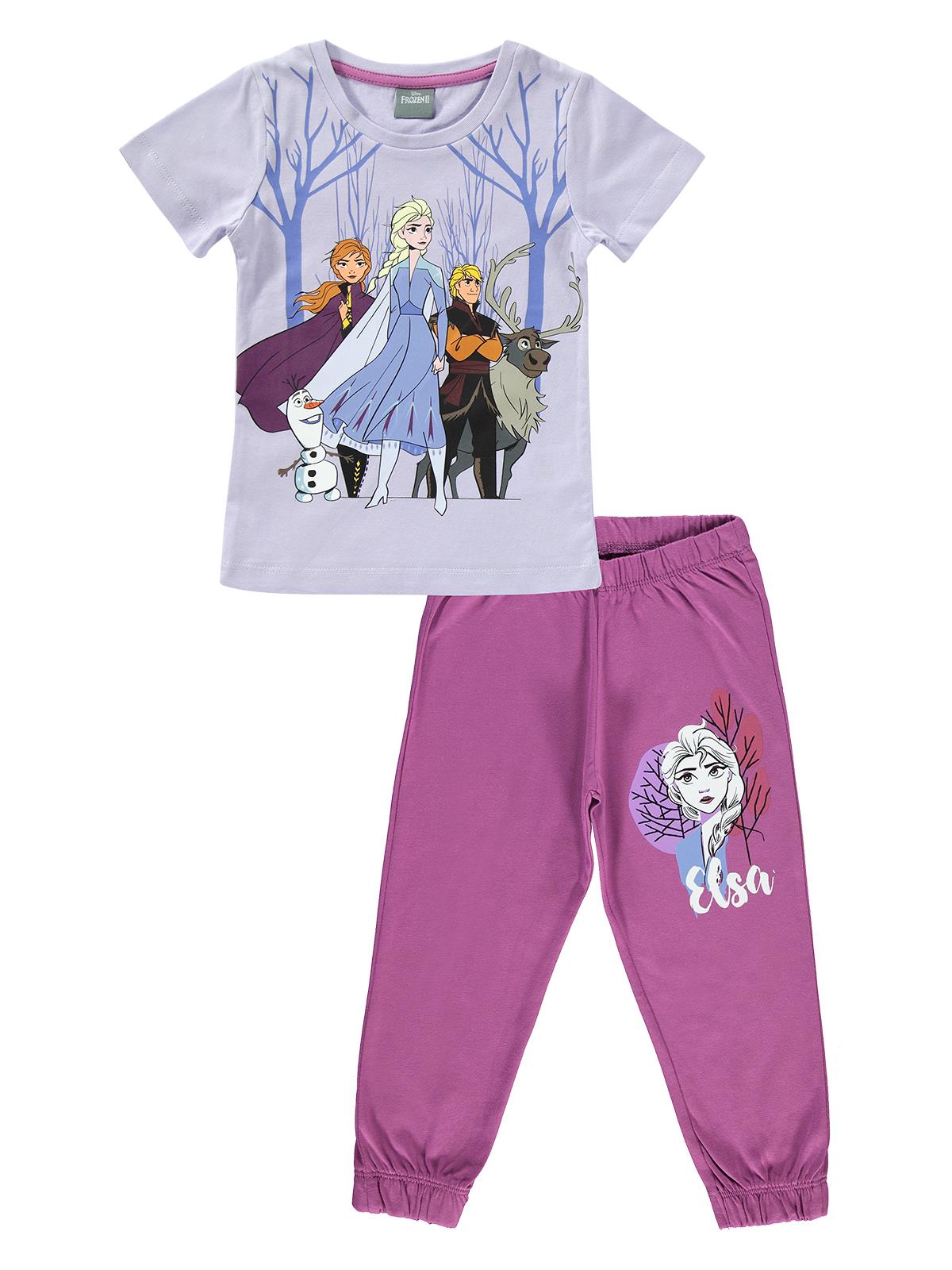 Frozen Kız Çocuk Pijama Takımı 2-7 Yaş Lila