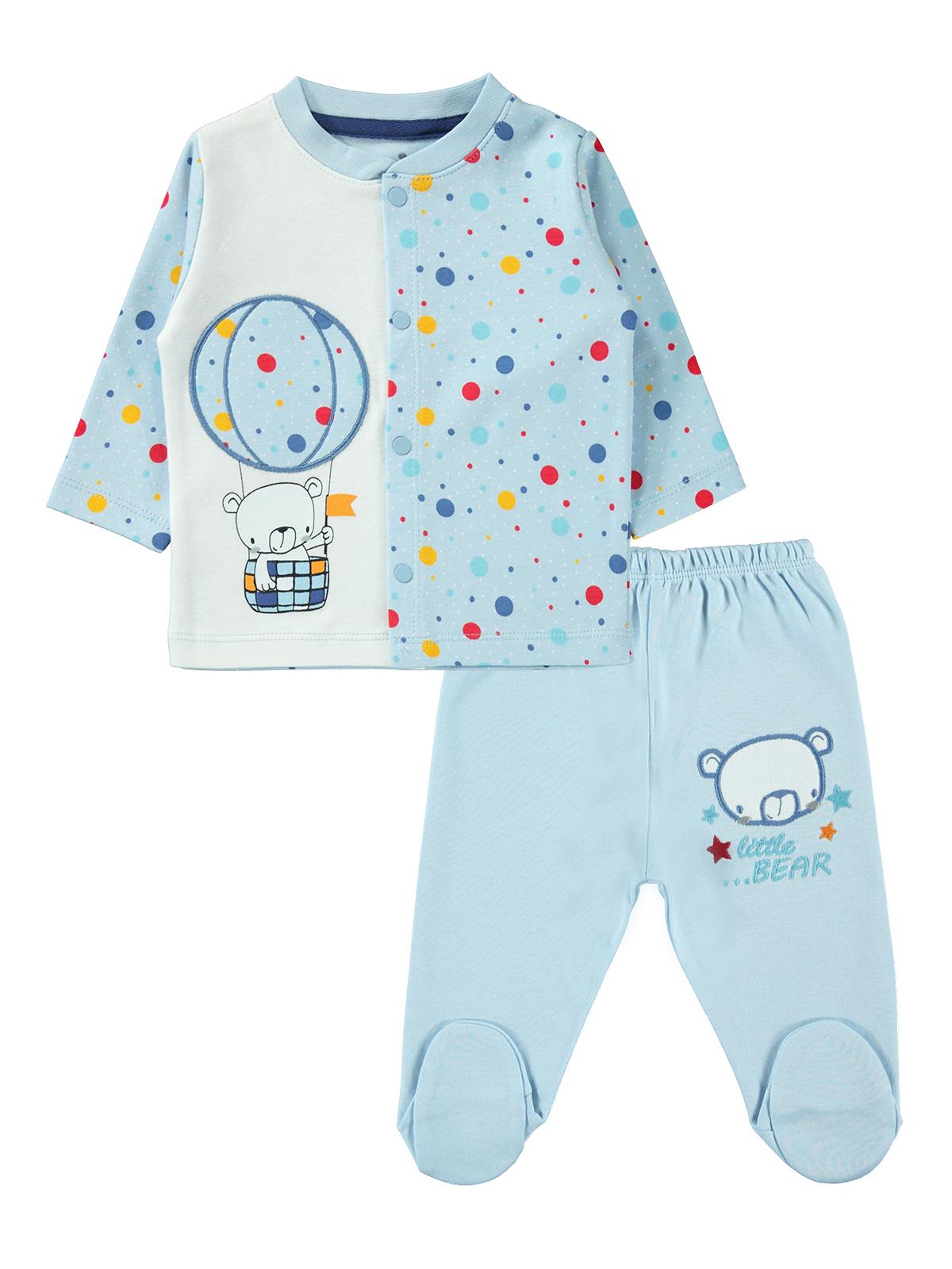 Kujju Erkek Bebek Pijama Takımı 3-6 Ay Mavi
